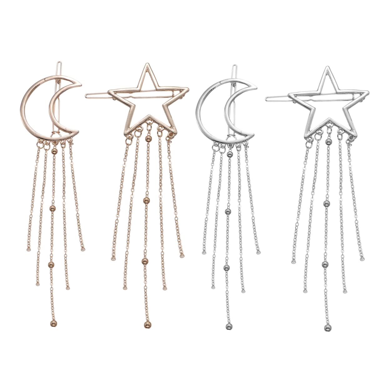 Beavorty 4pcs Celestial Hair Clips for Women & Girls - Sparkly Star & Moon Hair Barrettes - Elegant Hair Accessories for Parties, Weddings & Everyday Wear