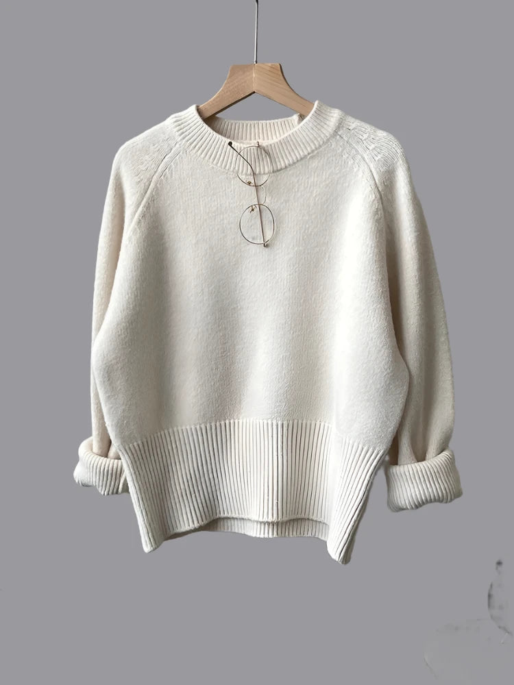 Women's Knitted Sweater Pullover - Warm Beige & Light Coffee O-Neck Jumper | 7 Colors | Perfect for Fall & Winter Outfits, Office Wear & Casual Chic