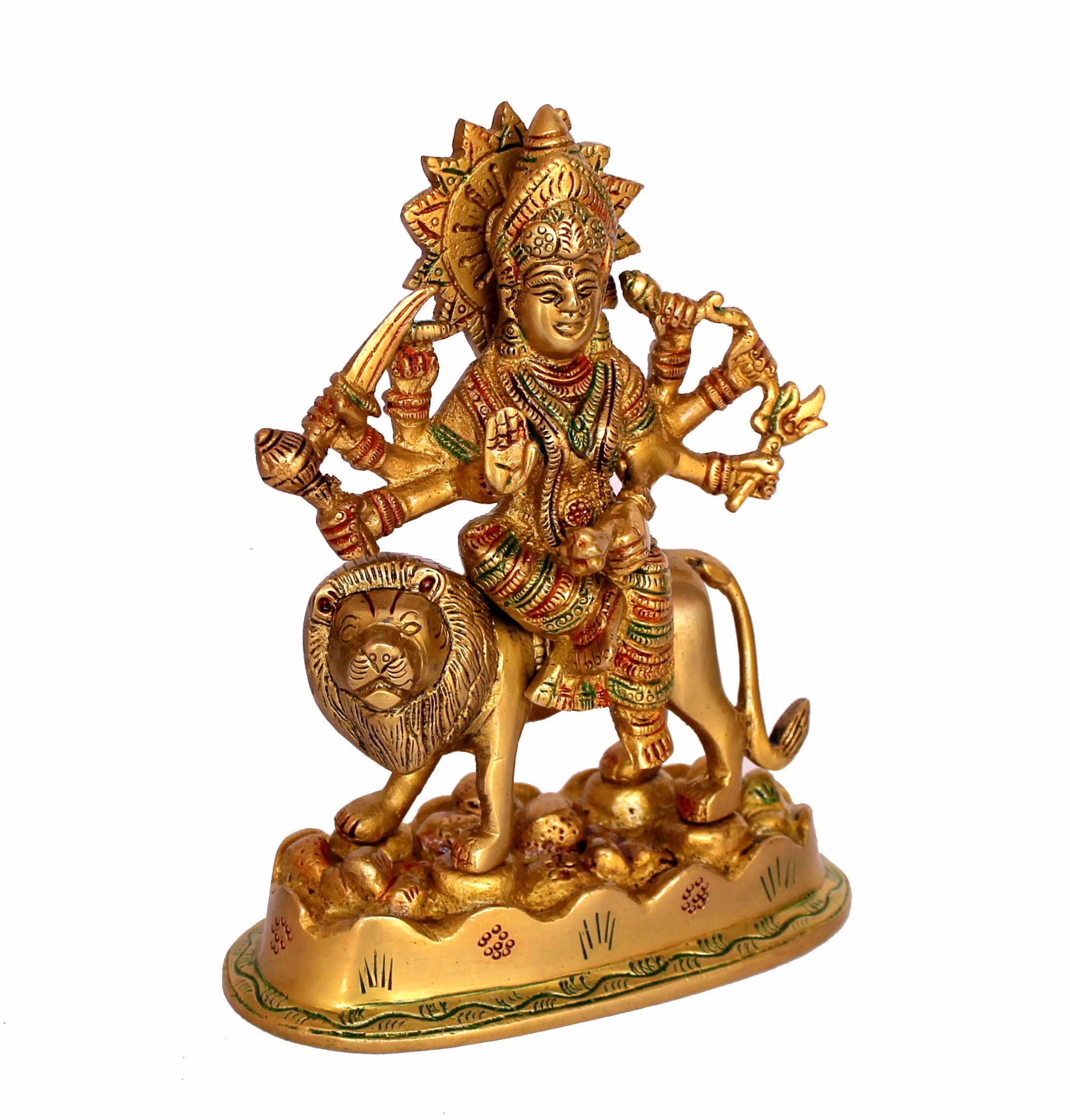 eSplanade Brass Maa Durga Statue - 6.5 Inch Hindu Goddess Idol for Home Mandir Pooja & Spiritual Decor - Perfect for Diwali, Navratri & Daily Worship