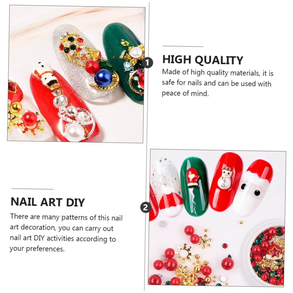 LALAFINA 6 Boxes Christmas Nail Art Decorations Kit - Festive Nail Stickers, Metal Trim Tips & Alloy Decals for Holiday Manicure | Perfect for Christmas Parties, Gift Giving & DIY Nail Art