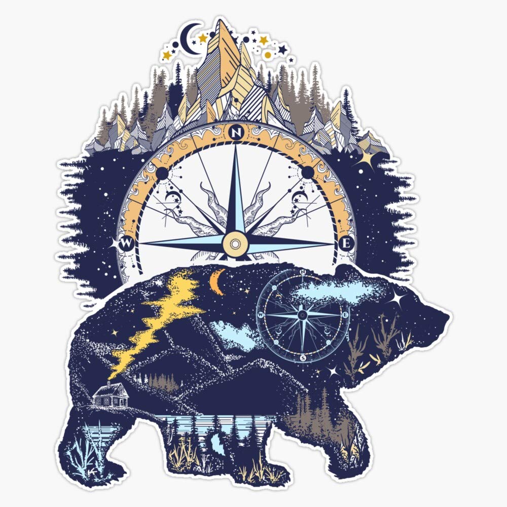 Bear & Mountains Vinyl Decal Sticker - 5
