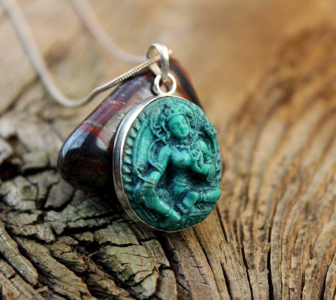 Green Tara Turquoise Pendant Necklace - Handmade Tibetan Buddhist Jewelry for Meditation & Spiritual Protection | Perfect for Yoga, Prayer & Mindful Living