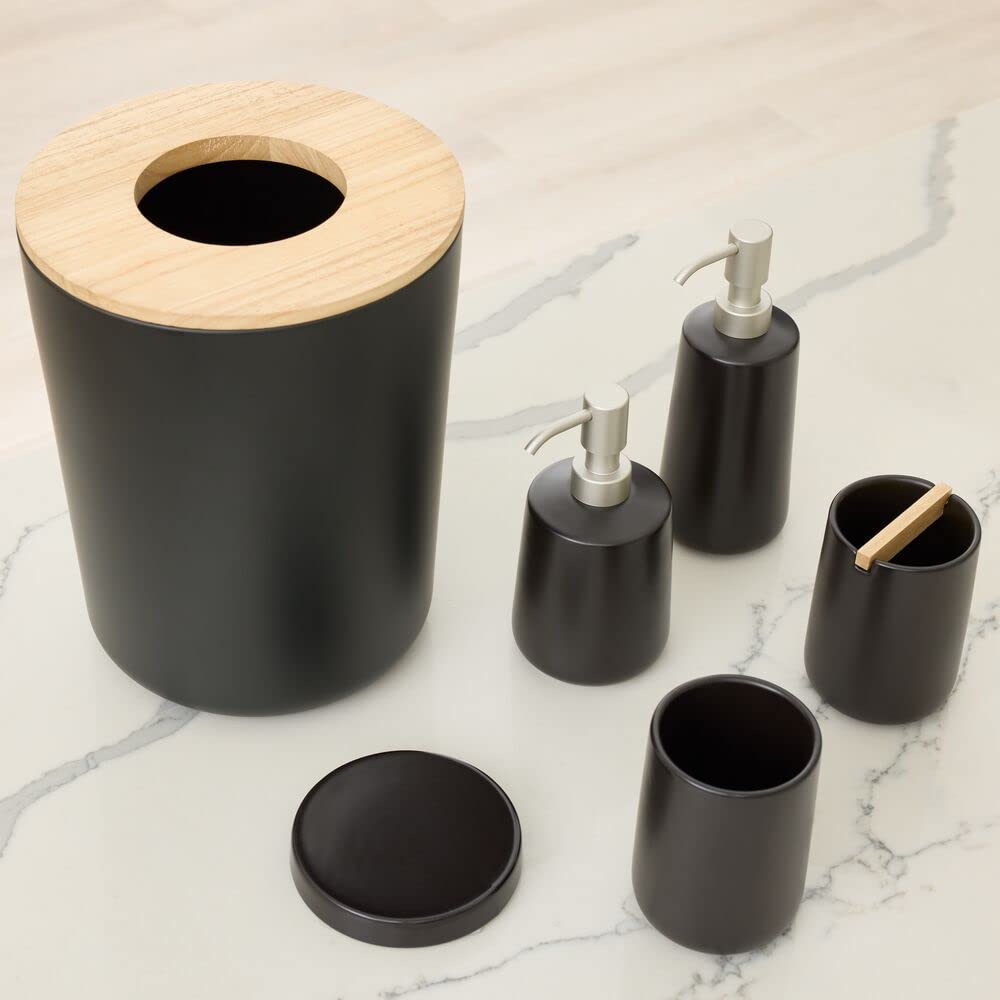 iDesign Ceramic Earth Collection Bar Soap Dish - Matte Black Bathroom Organizer for Sink Countertop, Shower, and Vanity Decor