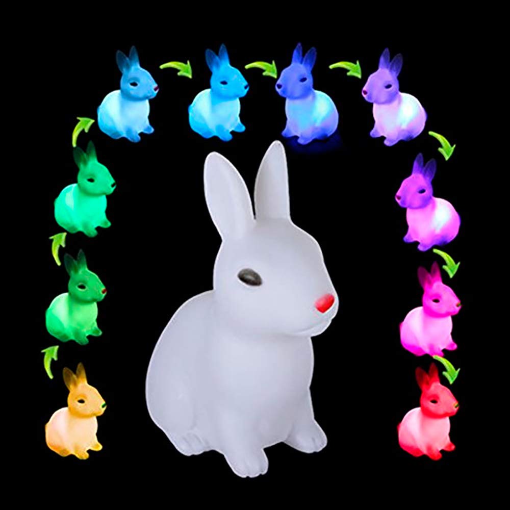 3Pcs Cute Rabbit Color Changing LED Night Light - Battery Operated Desk Lamp with 7 Colors, Perfect for Kids Bedroom, Christmas Party Decor & Home Gift Idea | Great for Nursery, Bedside Lighting & Holiday Presents