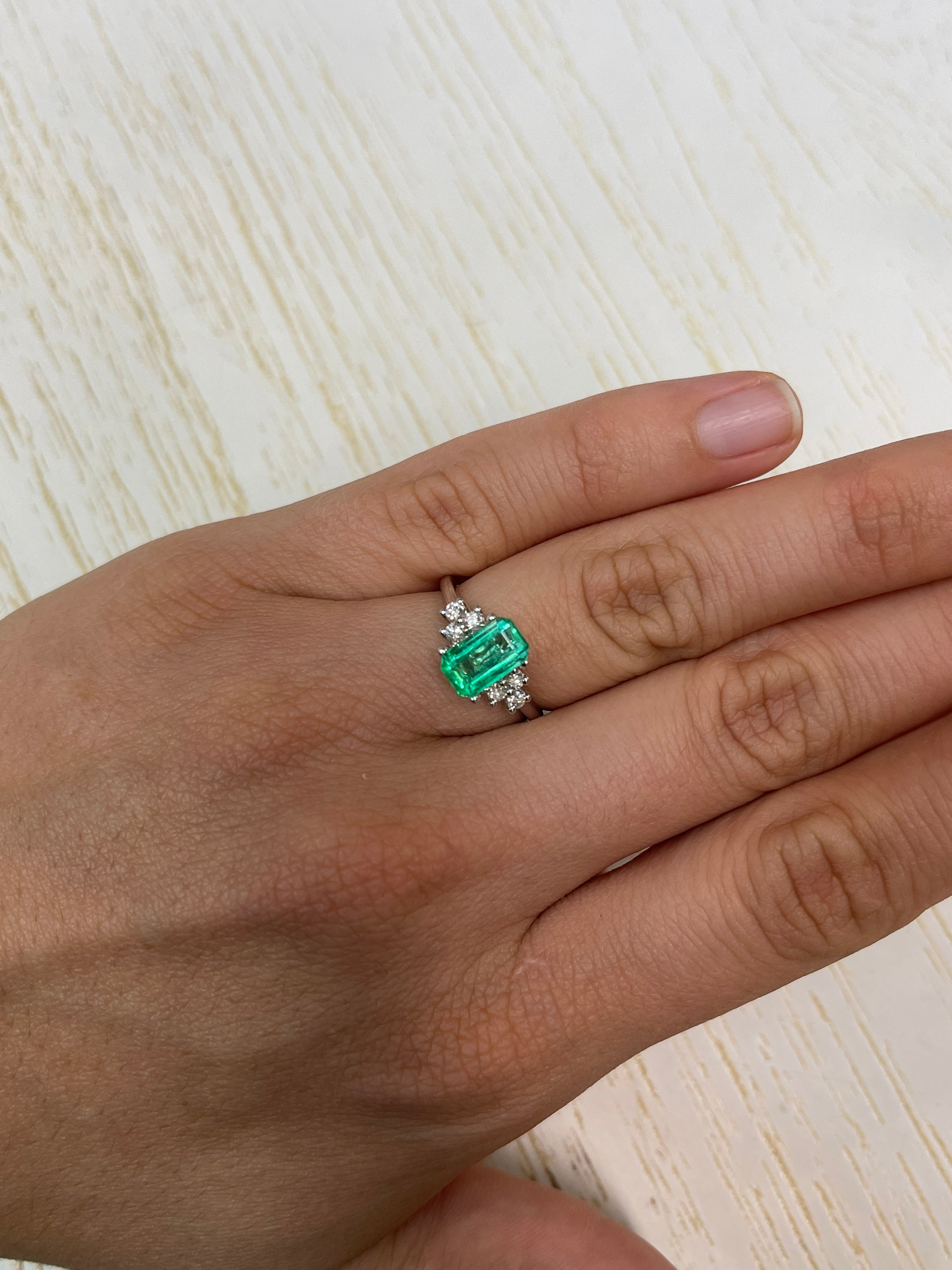 1.68 Carat 9x6mm Yellowish Green Natural Loose Colombian Emerald - Emerald Cut Gemstone for Jewelry Making, Engagement Rings & Collector's Specimen