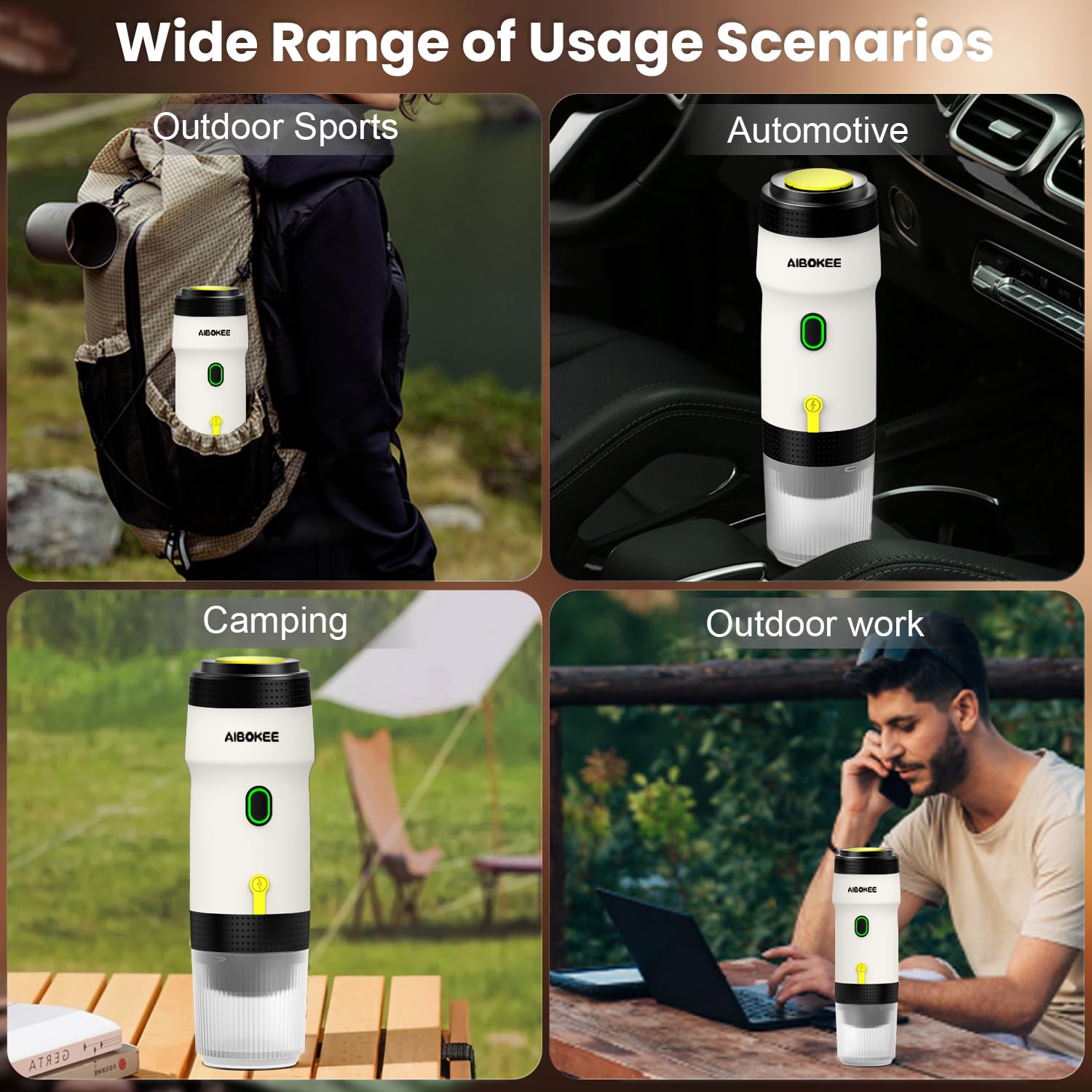 Portable Electric Espresso Maker - USB Rechargeable Travel Coffee Machine for Camping, Car & Office - 3-in-1 Coffee Maker Works with 8g Ground Coffee, Nespresso & Small Pods - Perfect for RV Trips, Hiking Adventures & Home Use