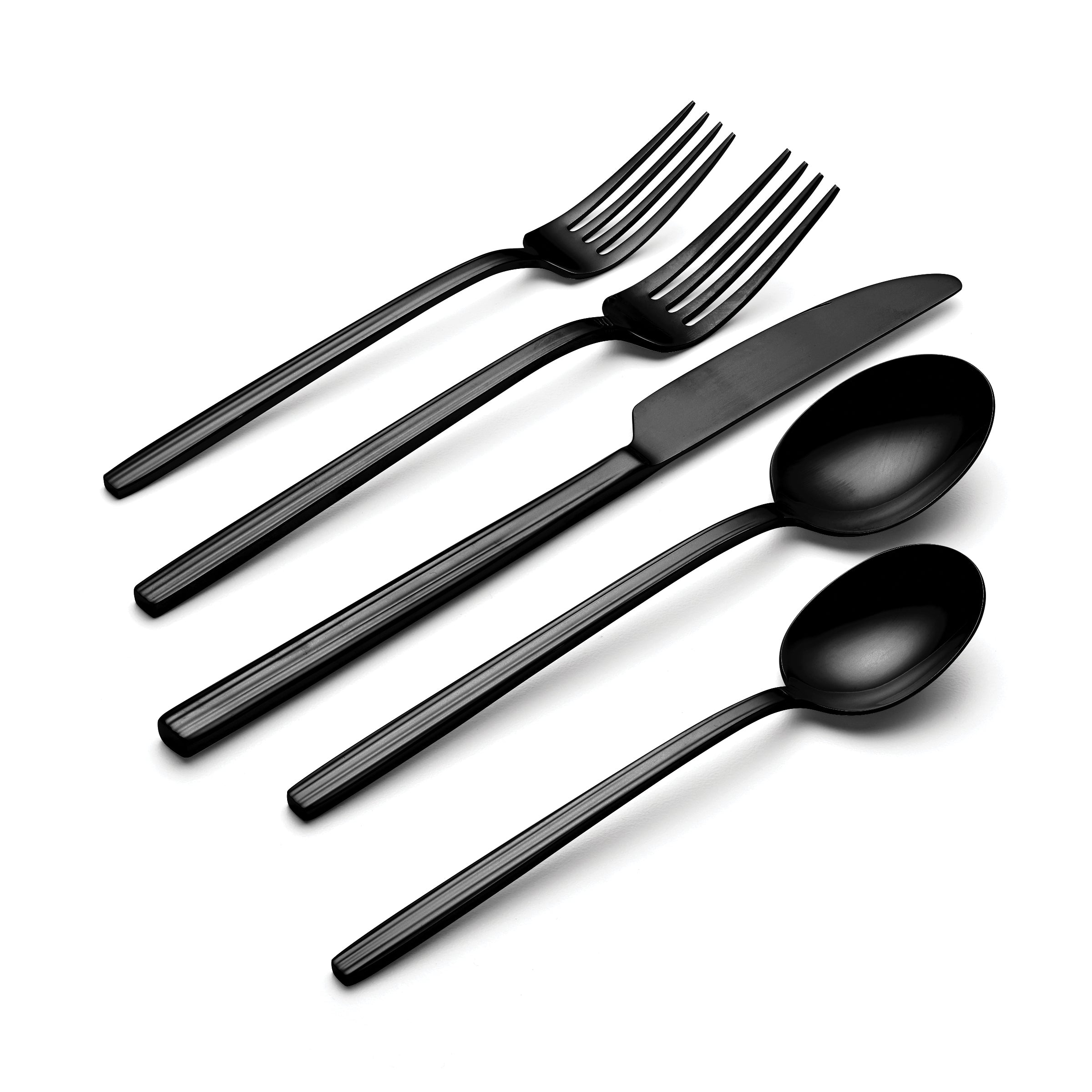 Dean Black Satin 20-Piece Flatware Set - Stainless Steel Cutlery Set for 4 People - Elegant Dining Utensils for Home, Restaurant & Dinner Parties