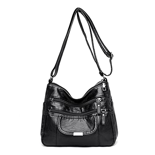 Stylish Small Crossbody Bags for Women - Multi-Zipper Shoulder Bag with Washed Leather - Fashionable Purses & Handbags for Everyday Use, Travel, and Shopping