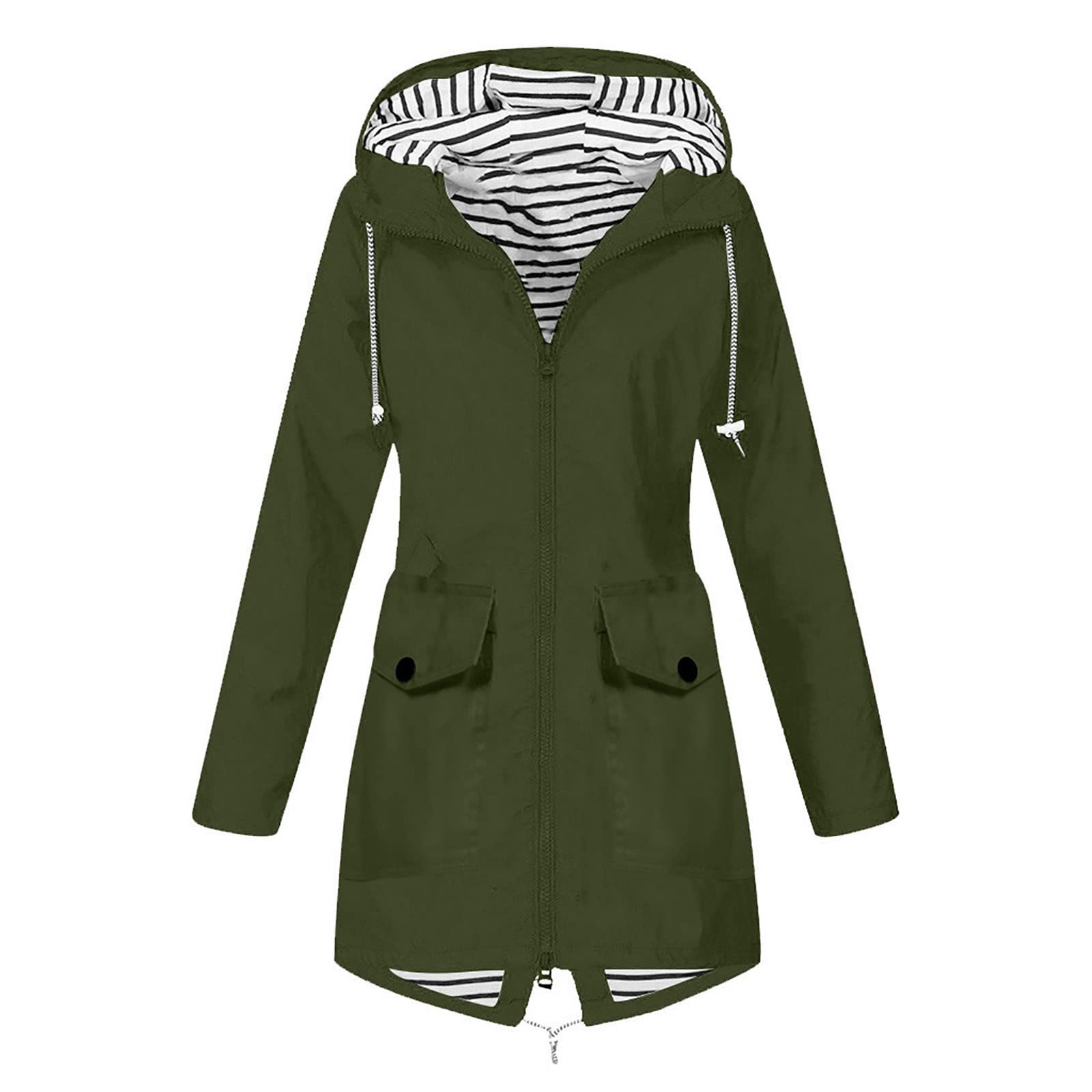 Women's Windproof Hooded Jacket - Loose Fit Rain Coat & Outdoor Tank Top - Plus Size Waterproof Windbreaker for Hiking, Running & Casual Wear
