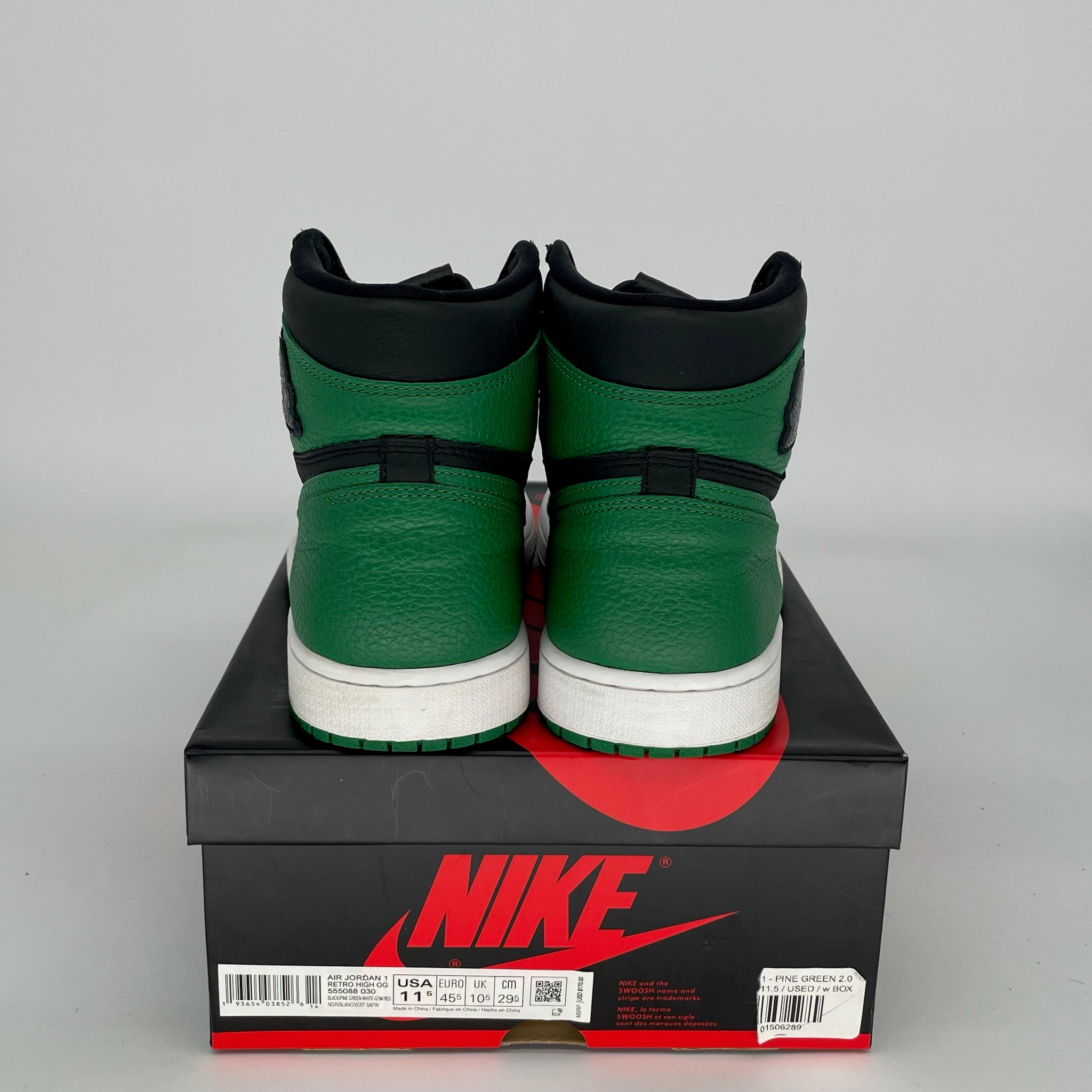 Air Jordan 1 Retro High OG Pine Green Black Men's Size 11.5 Sneakers 555088-030 - Perfect for Basketball, Streetwear & Sneaker Collectors