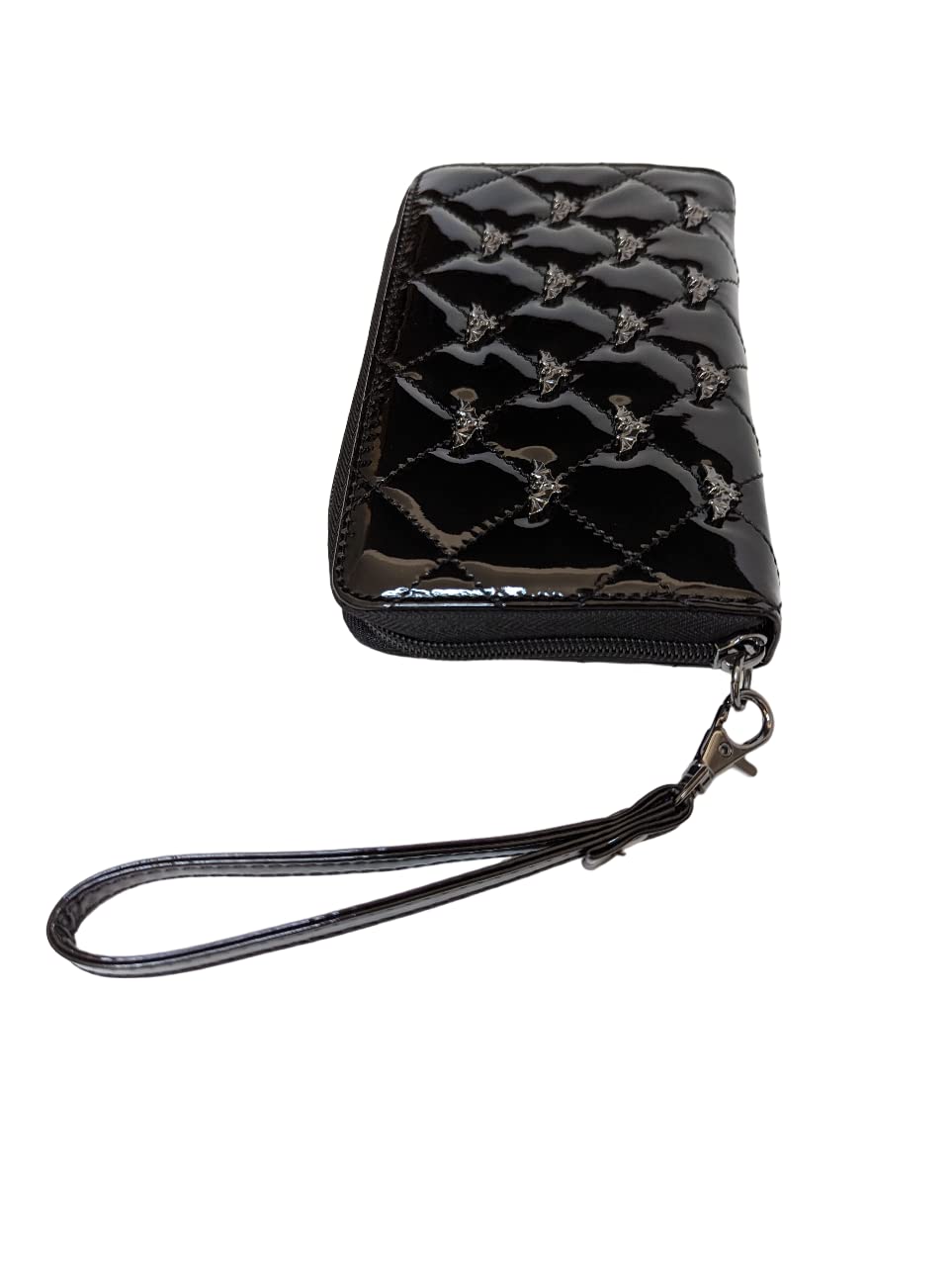 Rock Rebel Studded Bats Zip Around Wallet - Stylish Black Leather Wallet for Men & Women | Perfect for Everyday Use, Travel & Night Out Accessories