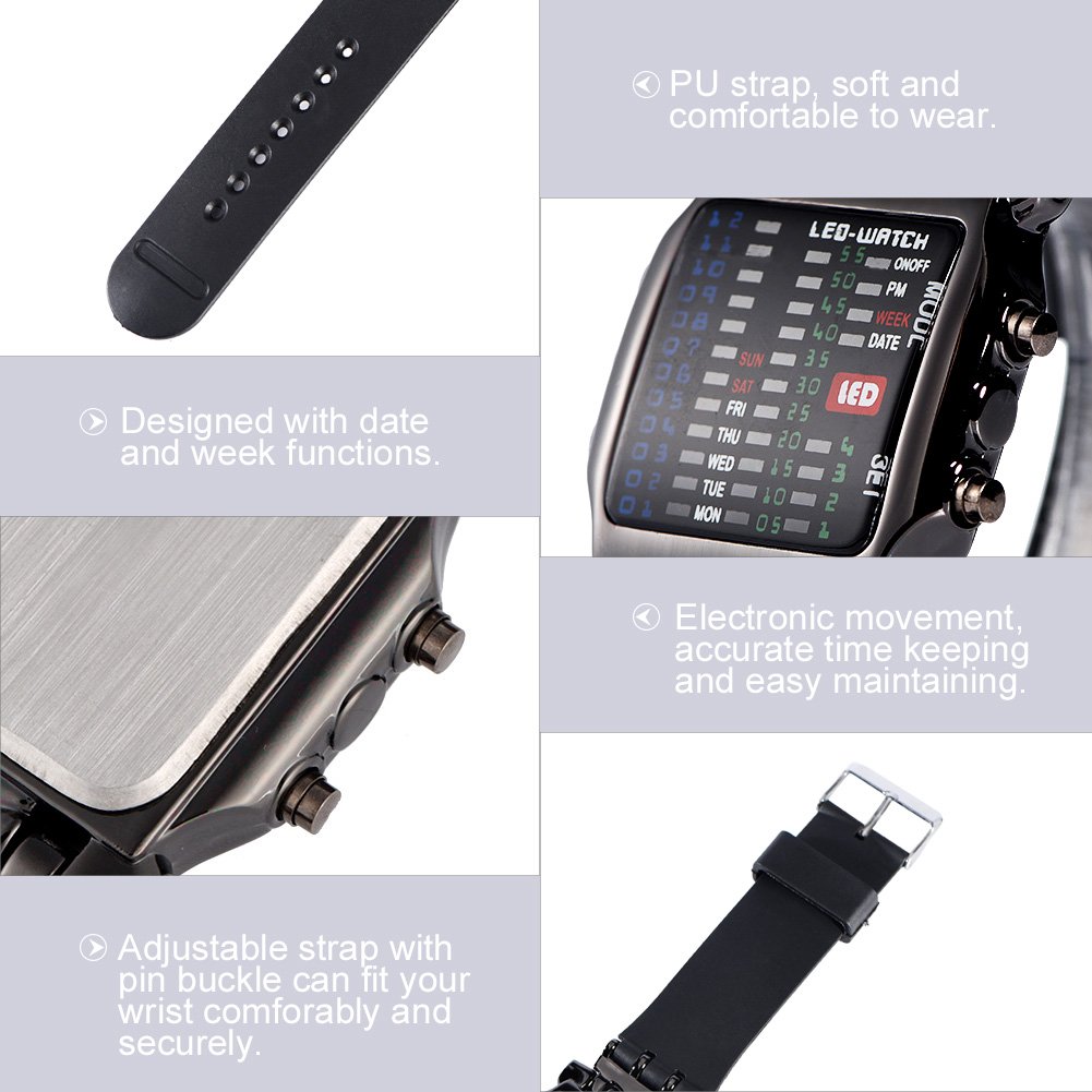 Tactical Military Sports Watch with LED Display - Waterproof Unisex Digital Wristwatch with Stopwatch, Alarm & Timer - Durable PU Strap for Outdoor, Running, Hiking & Casual Wear