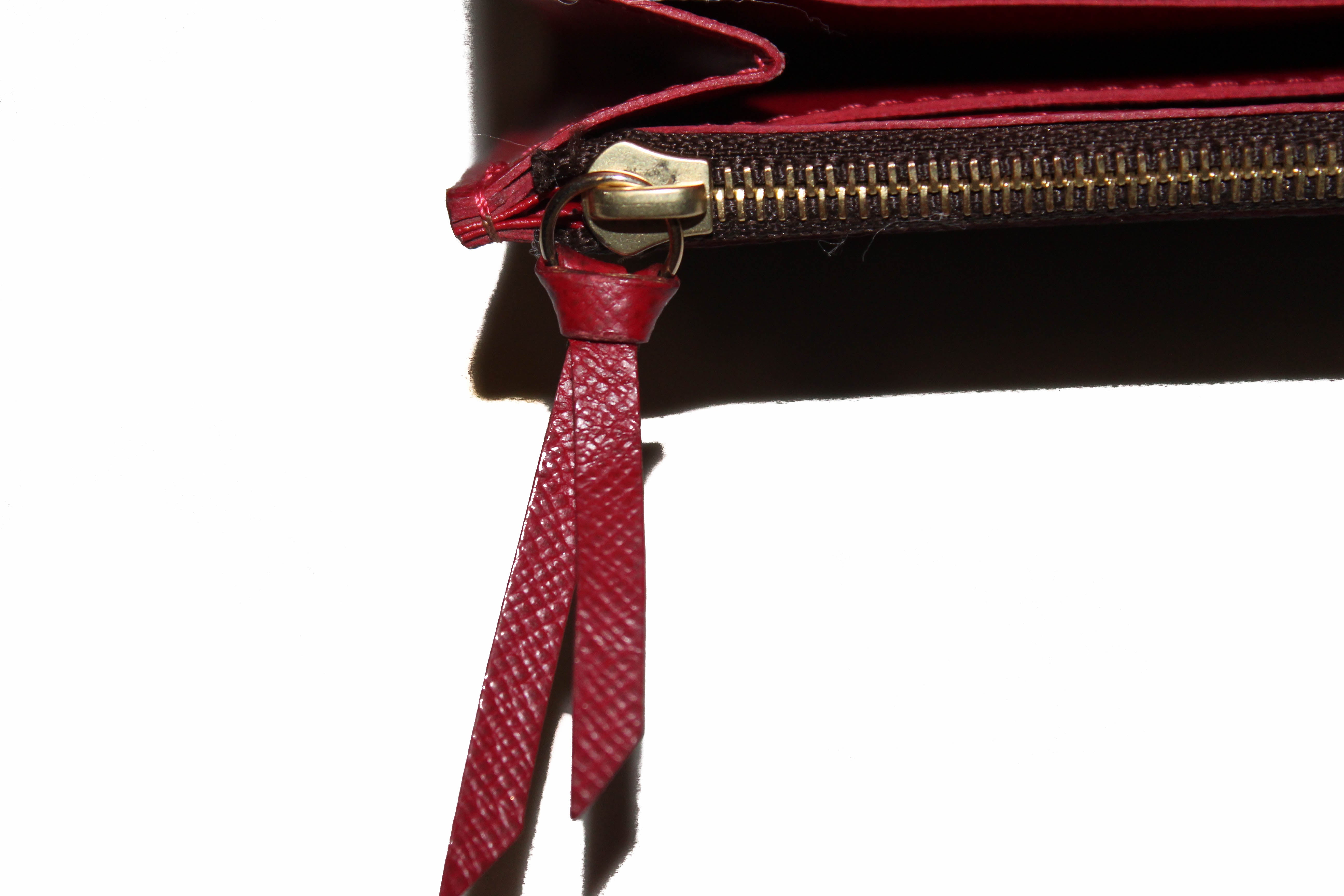 Authentic Louis Vuitton Damier Ebene Red Caissa Wallet for Women | Genuine Leather Luxury Bifold Wallet | Perfect Gift for Birthday, Anniversary & Travel