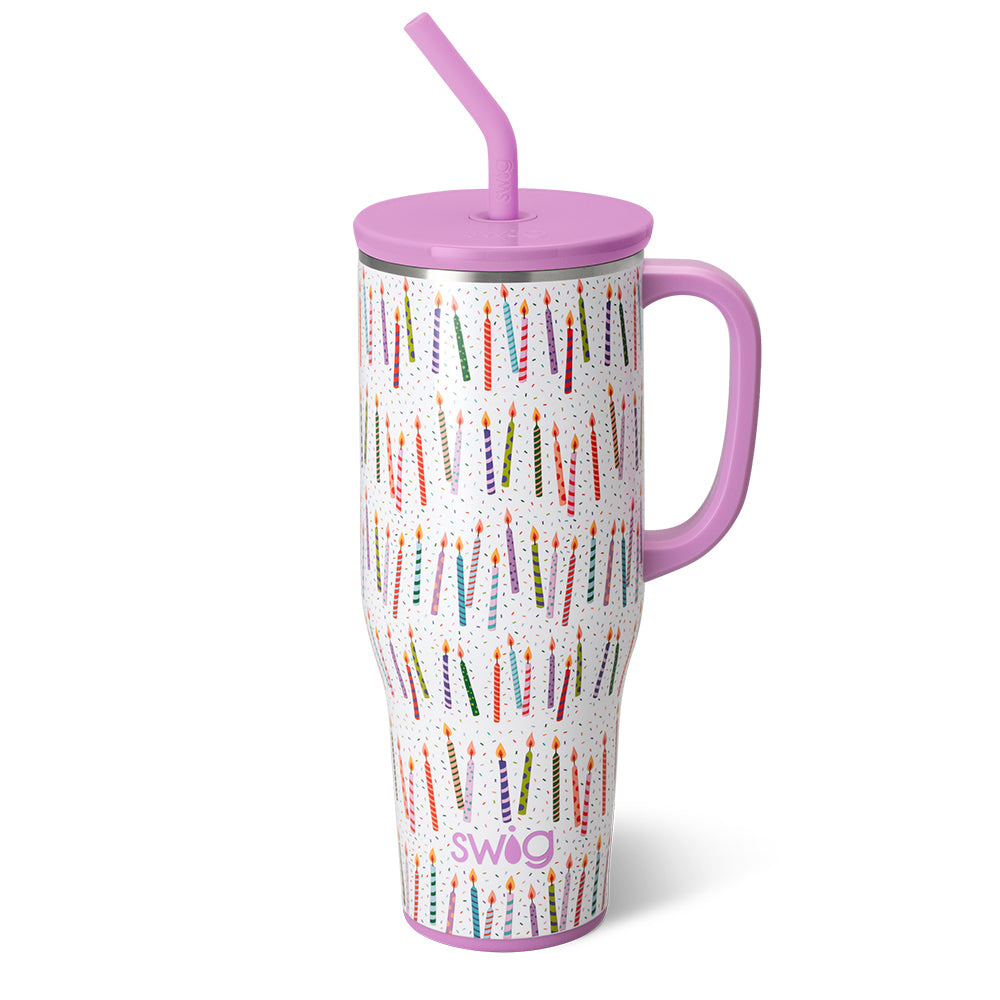 Make a Wish Mega Mug 40oz - Large Insulated Tumbler with Lid & Straw - Perfect for Coffee, Tea & Cold Drinks at Home, Office or Travel
