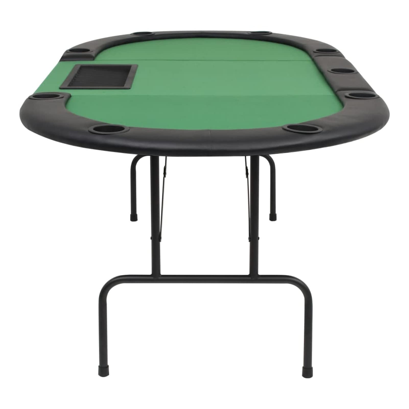 9-Player Folding Poker Dining Table Set - Oval Green 3-Fold Game Table for Kitchen & Dining Room | Perfect for Poker Nights, Family Meals & Space-Saving Storage
