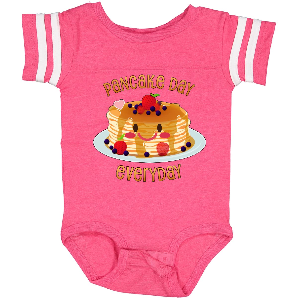 Inktastic Pancake Day Everyday - Smiling Stack of Pancakes Baby Bodysuit | Cute & Comfortable Infant Onesie for Breakfast Lovers & Family Fun