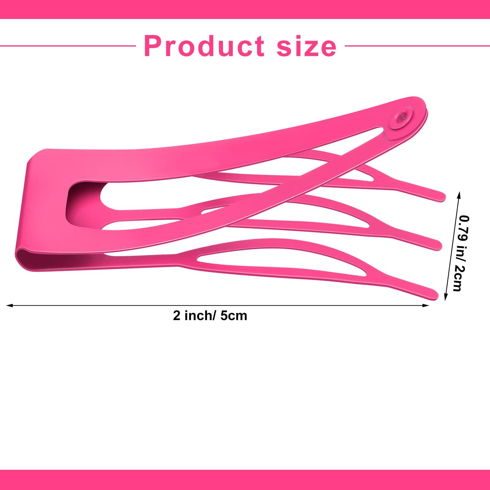 24 Pcs Hot Pink Double Grip Hair Clips - 2 Inch Metal Snap Barrettes for Women, Girls | Strong Hold for Thick Hair, Styling, Salon Use & DIY Hair Accessories | Perfect for Ponytails, Braids & Updos
