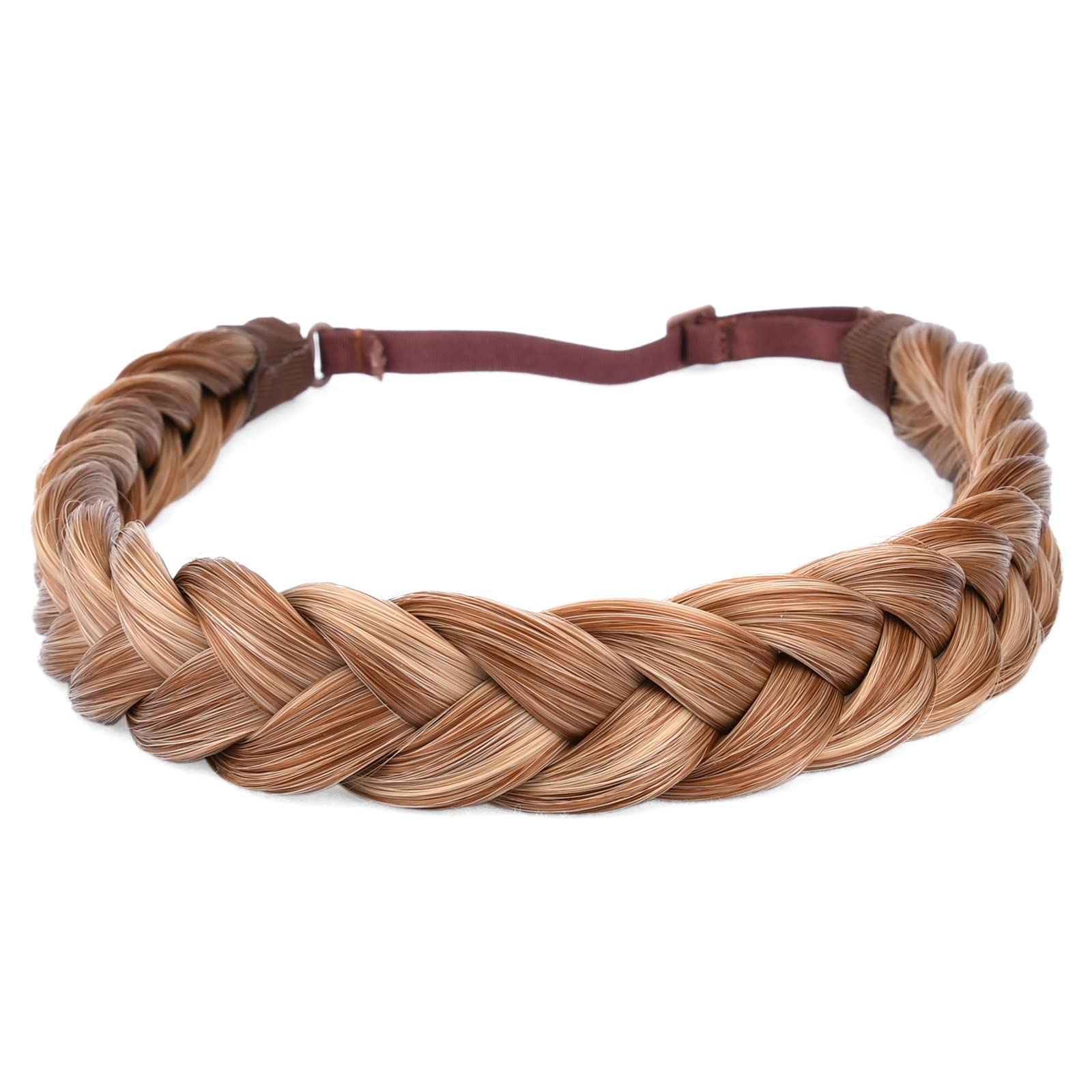 2 Strands Synthetic Hair Braided Headband - Classic Chunky Plaited Braids for Women (Strawberry Blonde) | Perfect for Cosplay, Costume Parties & Everyday Fashion Accessories