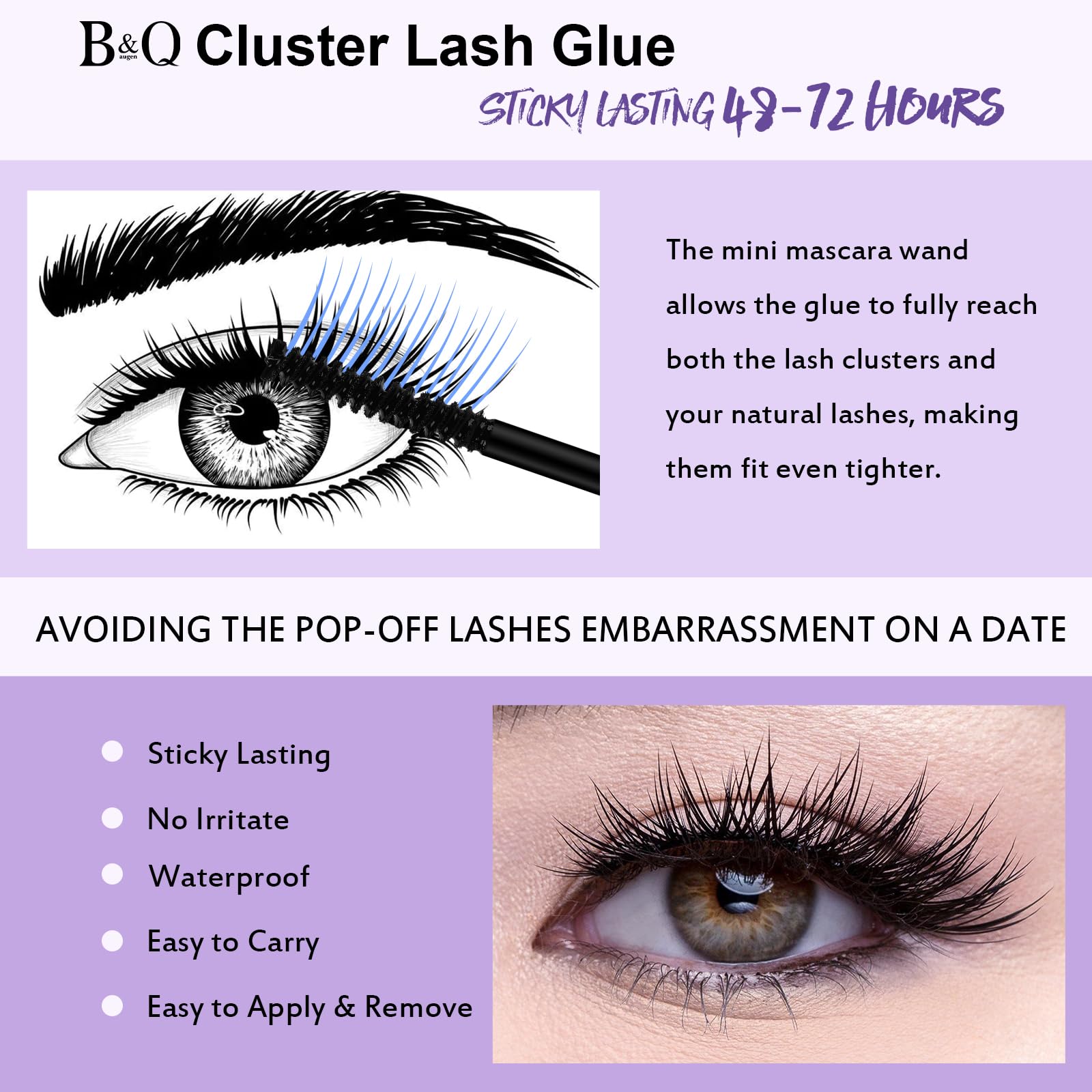 **10ml Black Waterproof Cluster Lash Glue - Super Strong Hold DIY Eyelash Extension Adhesive for Sensitive Eyes | Perfect for Professional Salon Use & Home Lash Application**