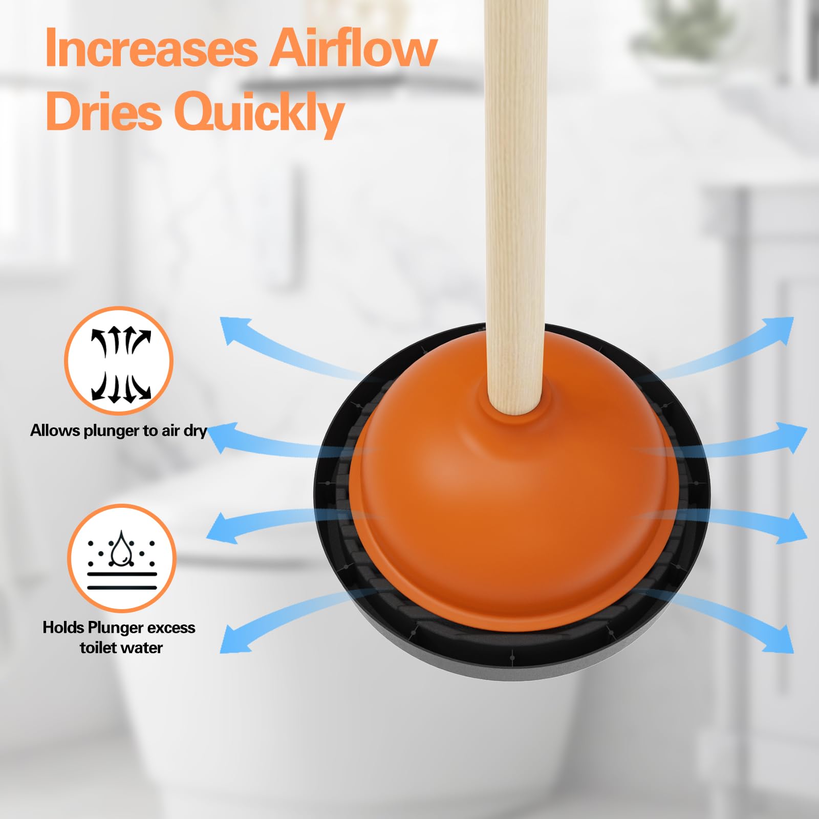 Toilet Plunger Holder & Drying Tray - Non-Slip Plunger Mat with Quick-Dry Design - Catches Drips & Wicks Water Away - Perfect for Bathroom, Kitchen, or Utility Room (Gray)