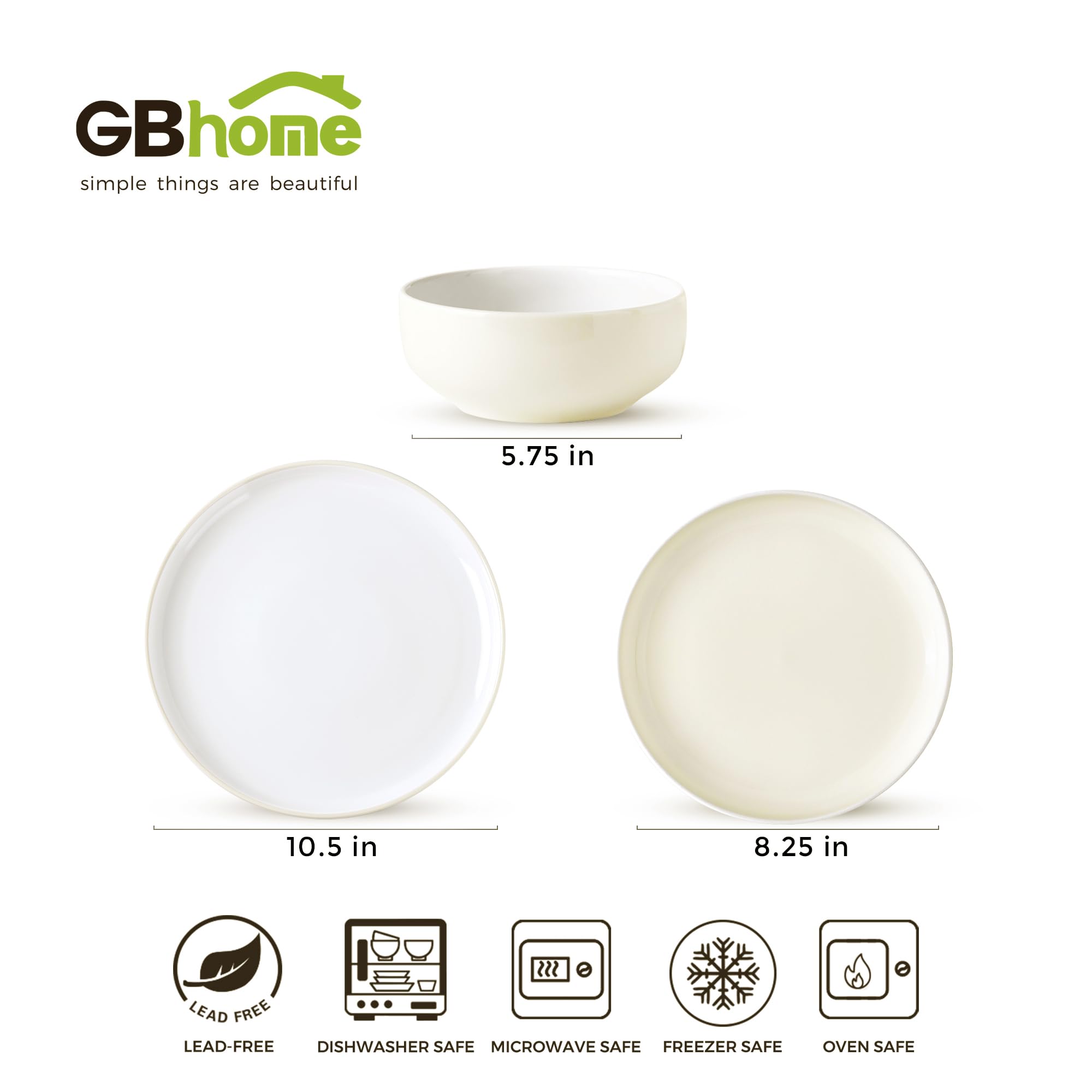 18-Piece White Ceramic Dinnerware Set for 6 - Scratch Resistant, Oven & Microwave Safe Plates & Bowls - Modern Dish Set for Family Dining, Entertaining & Everyday Use