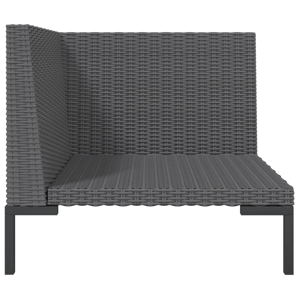 4-Piece Patio Lounge Set - Dark Gray Poly Rattan Outdoor Sectional Sofa with Black Cushions | Water-Resistant & UV-Protected for Backyard, Poolside & Garden Relaxation