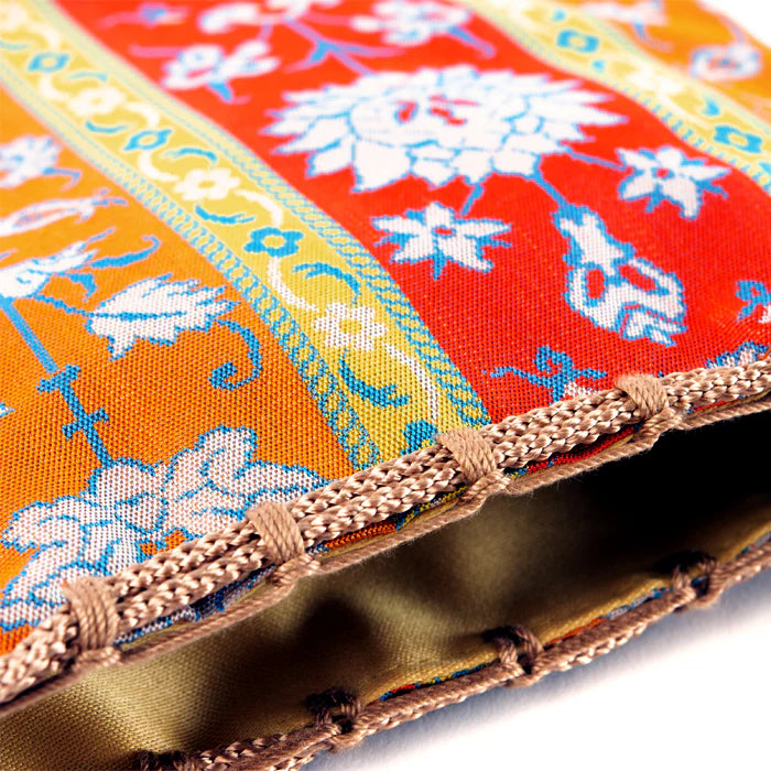 Nishijin Woven Small Drawstring Bag - Floral Design Handmade in Kyoto Japan | Japanese Traditional Craft Purse for Coins, Jewelry & Gift Giving