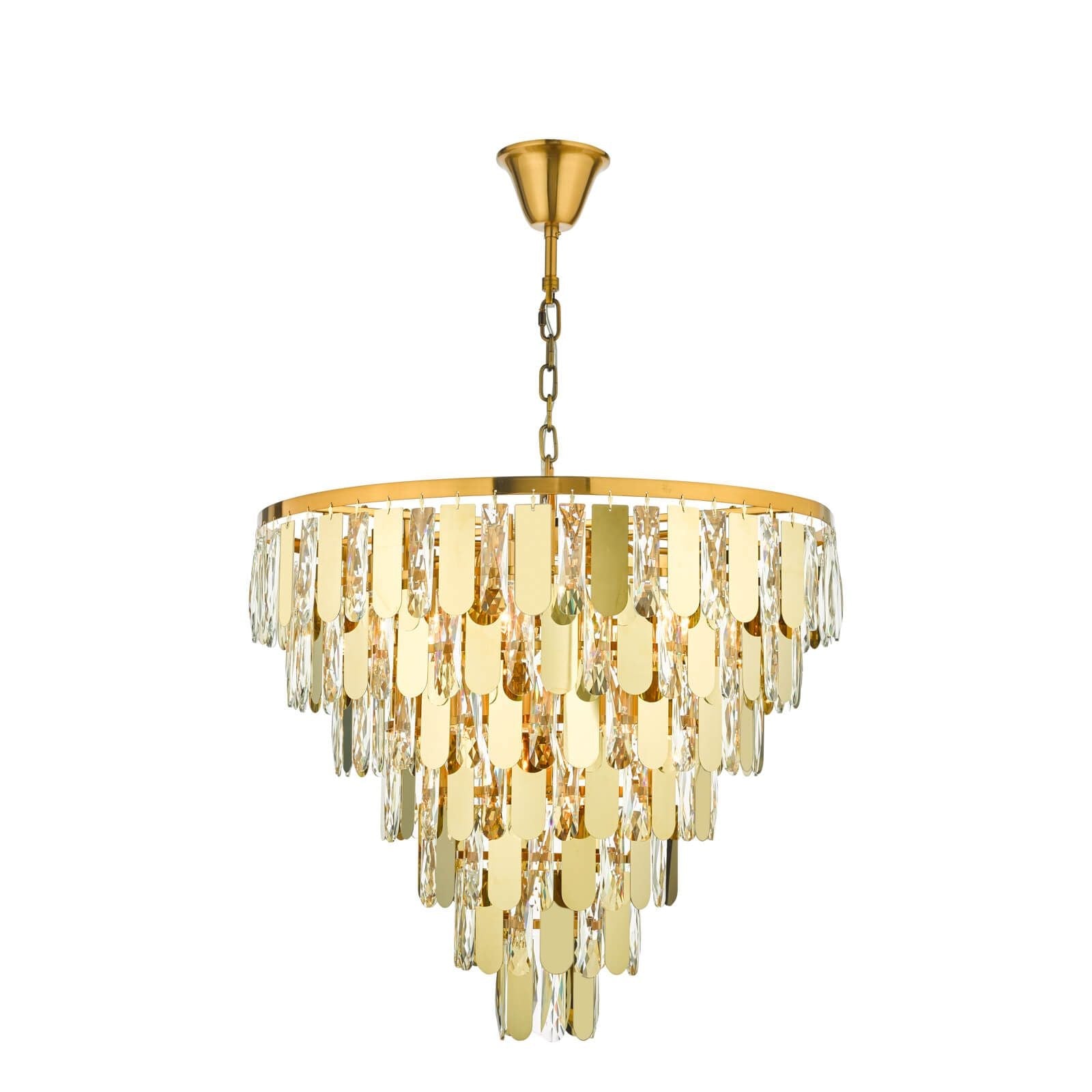 Amira 12-Light Chandelier in Polished Gold with Crystal Accents - Elegant Dining Room & Living Room Lighting Fixture