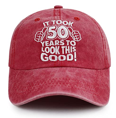 50th Birthday Embroidered Red