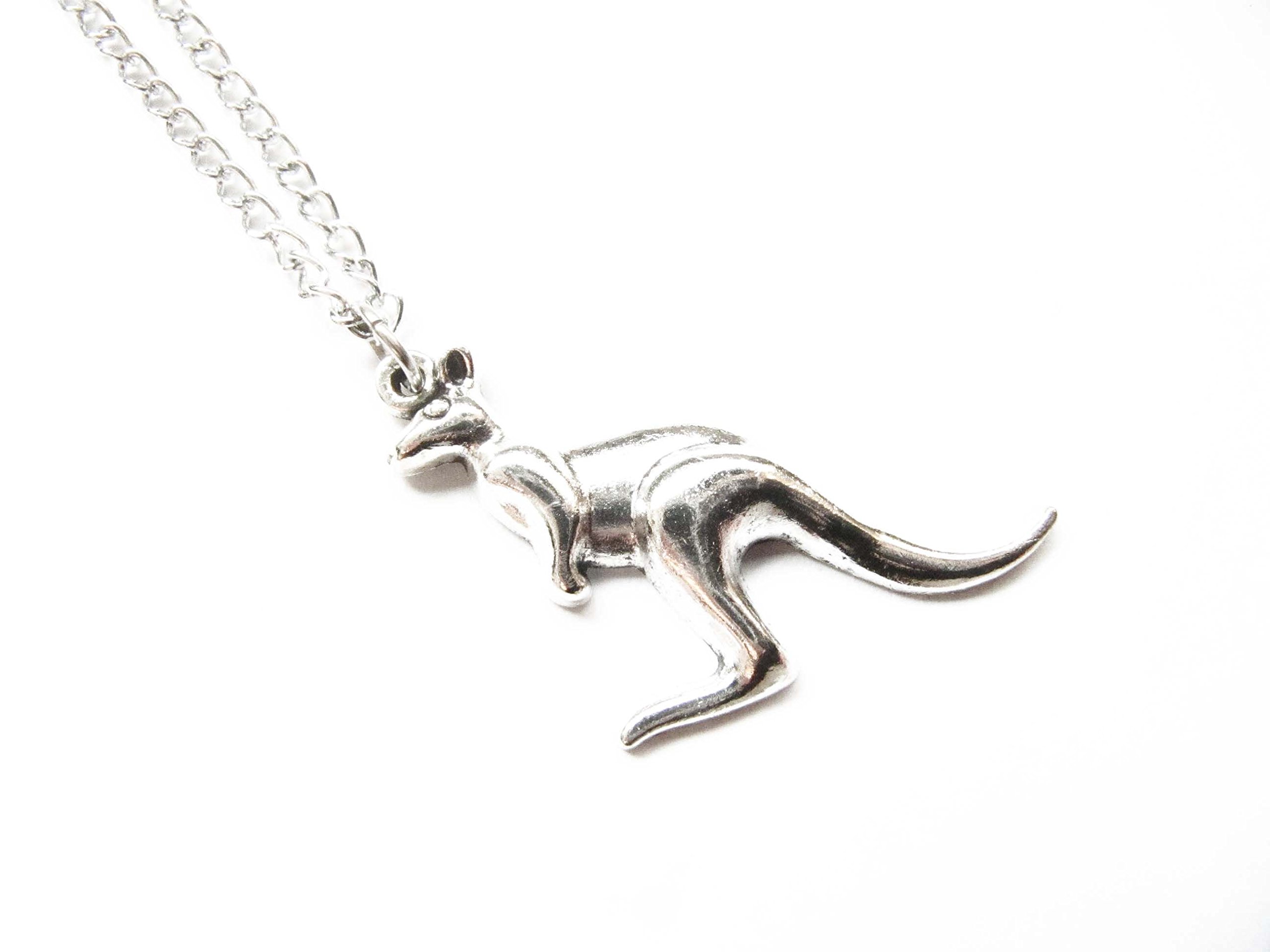 2Pcs Ancient Silver Kangaroo Necklace - Animal Jewelry Pendant for Women & Men - Unique Wild Animal Gift for Nature Lovers - Perfect for Outdoor Adventures & Boho Fashion