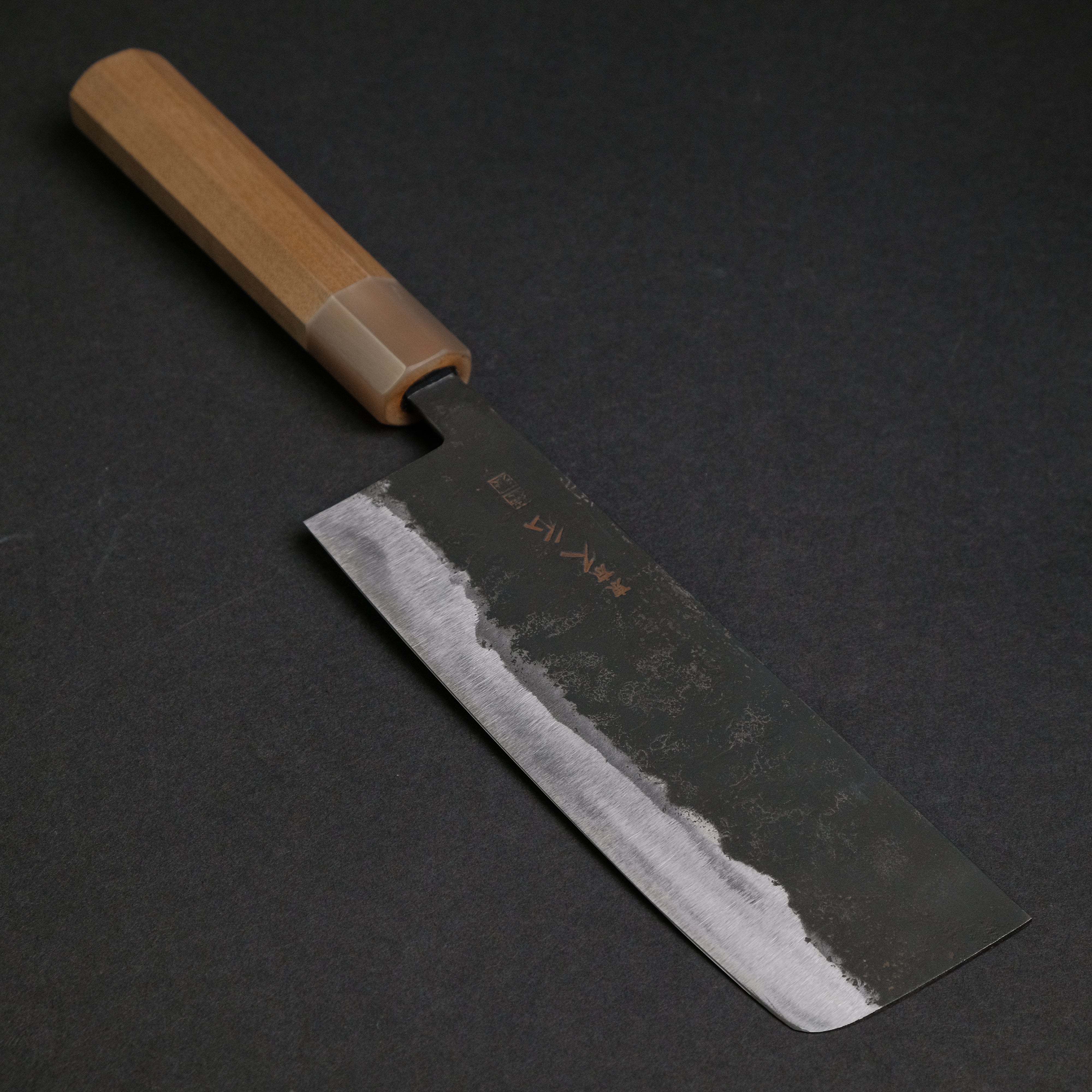 Premium Japanese Nakiri Knife - Morihei Hisamoto Kurouchi White #1 Steel 165mm with Ho Wood Handle - Perfect for Vegetable Chopping, Slicing & Precision Kitchen Tasks