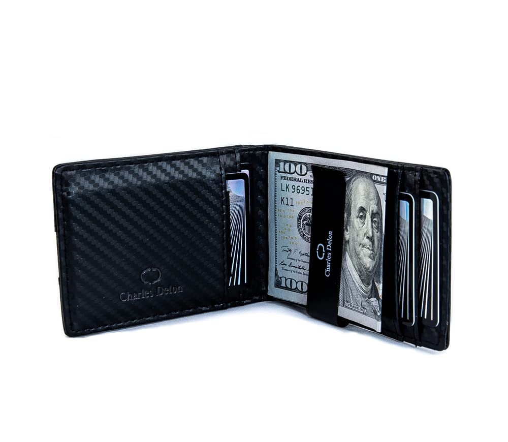 Slim Carbon Fiber Money Clip Wallet for Men - RFID Blocking & Lightweight Design - Perfect for Everyday Carry, Travel, and Business Use