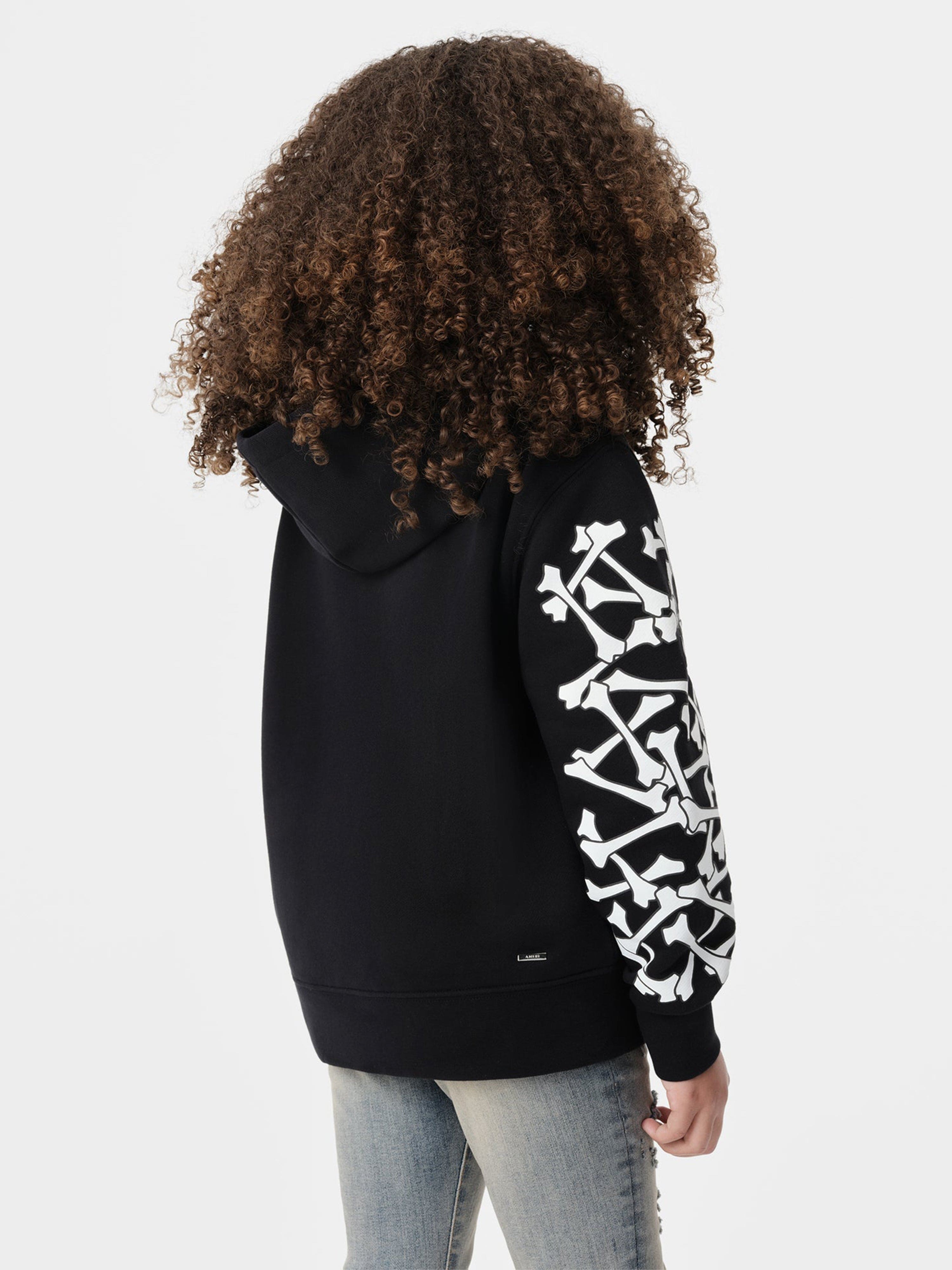 Amiri Kids Bones Hoodie - Black Cotton Pullover for Boys & Girls | Stylish Streetwear for Everyday Wear & Casual Outings