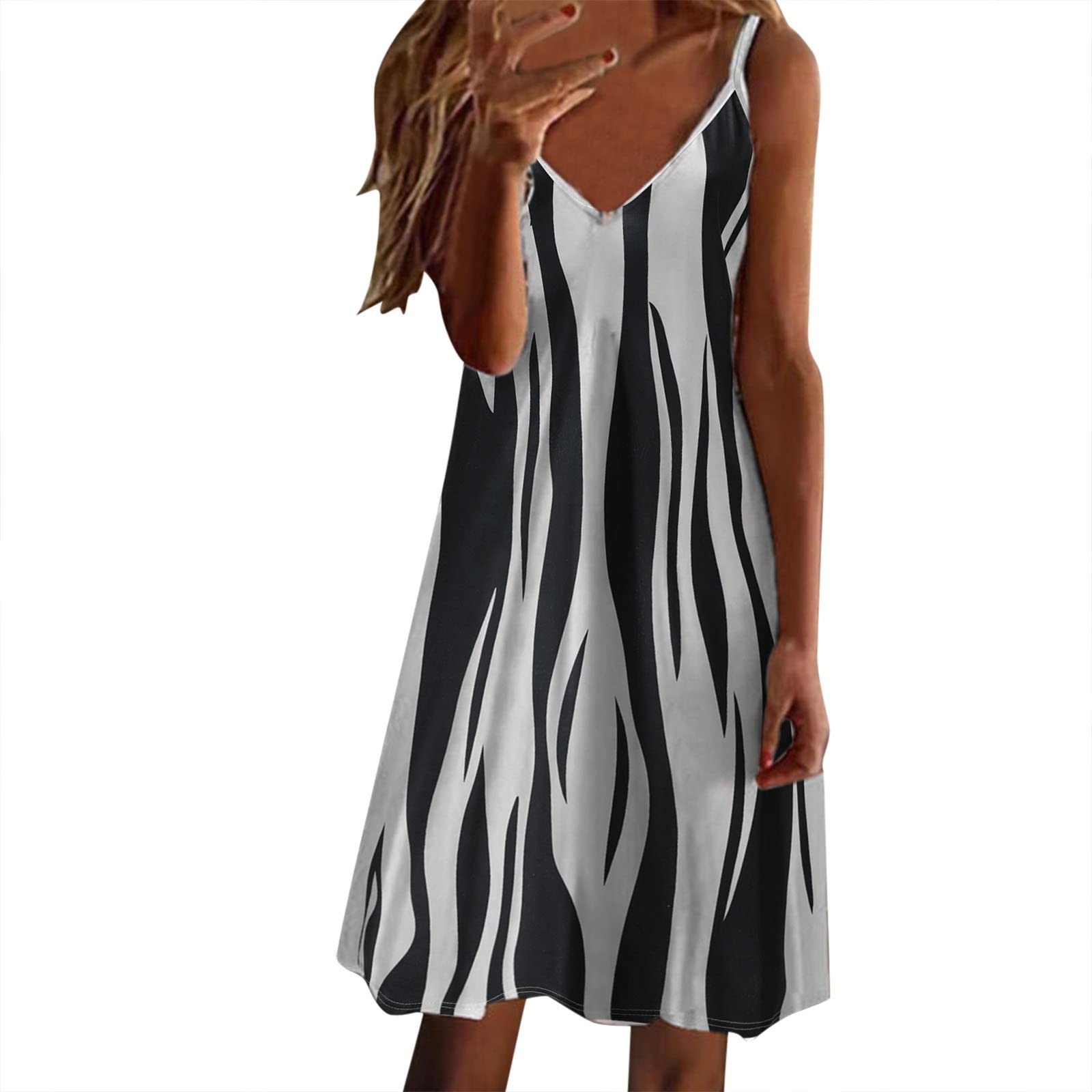 Women's Boho Floral Tunic Shirt Dress - V Neck Sleeveless Maxi Kaftan Dress for Summer Beach & Casual Wear | Suspender Dress for Vacation, Music Festivals & Boho Chic Style
