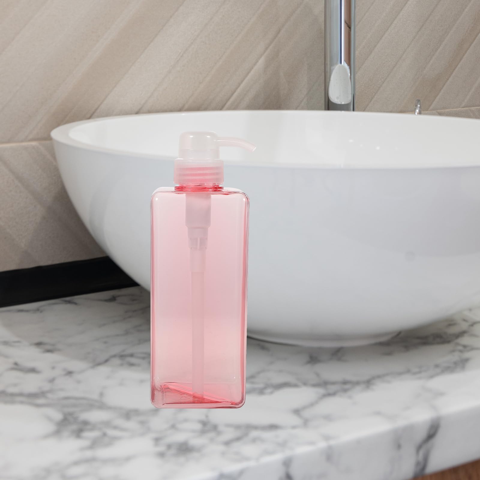 DOITOOL 2PCS 650ML Refillable Pump Dispenser Bottles - Square Lotion Bottle for Shampoo, Body Wash & Hand Soap - Large Capacity Portable Dispenser for Home, Hotel & Travel (Pink) - Perfect for Bathroom, Kitchen & Guest Essentials