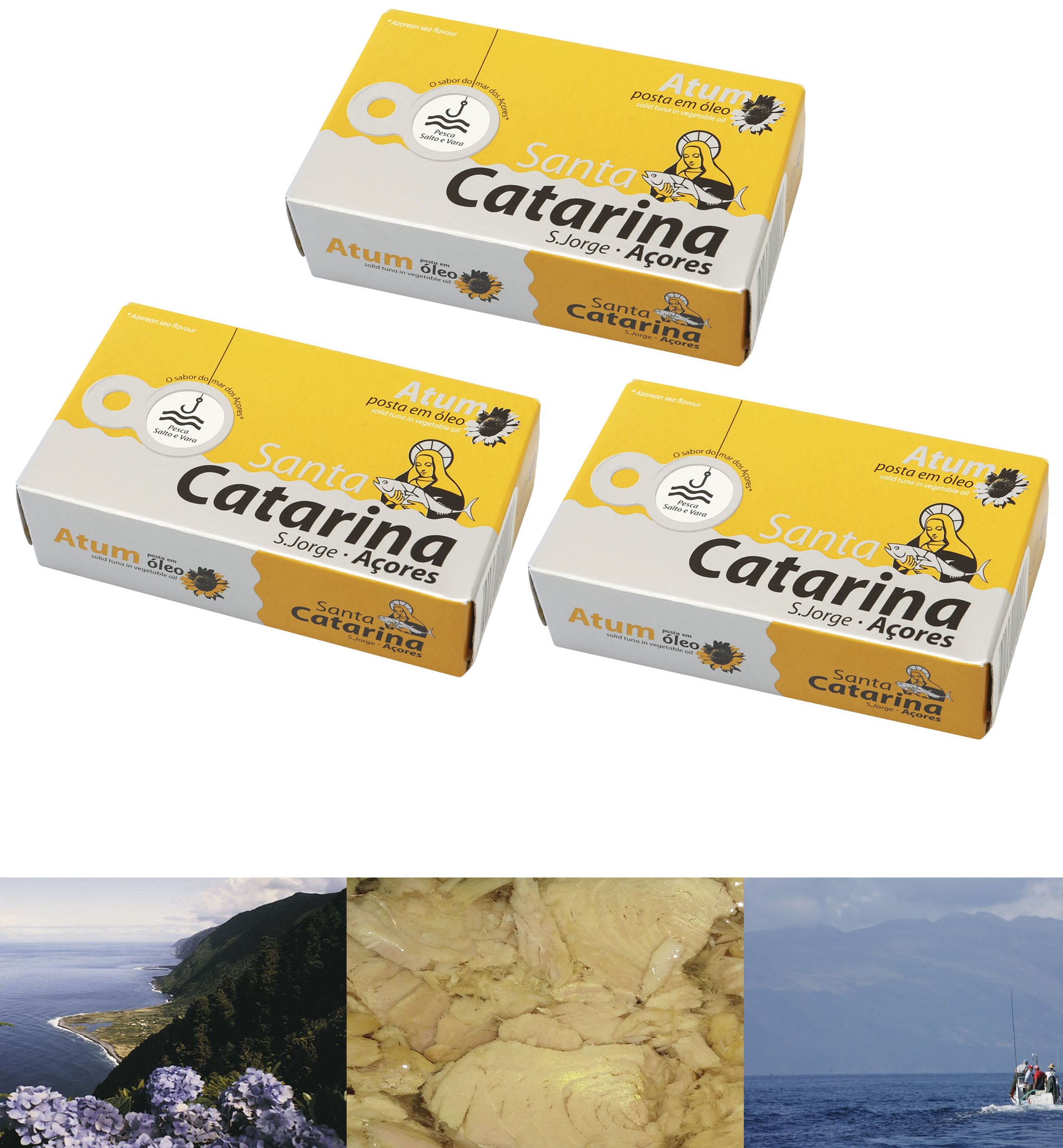 Premium Tuna Chunks in Sunflower Oil - 3 Cans x 120g (360g Total) - Wild Caught, High Protein - Santa Catarina, Portugal - Perfect for Salads, Sandwiches & Healthy Meals
