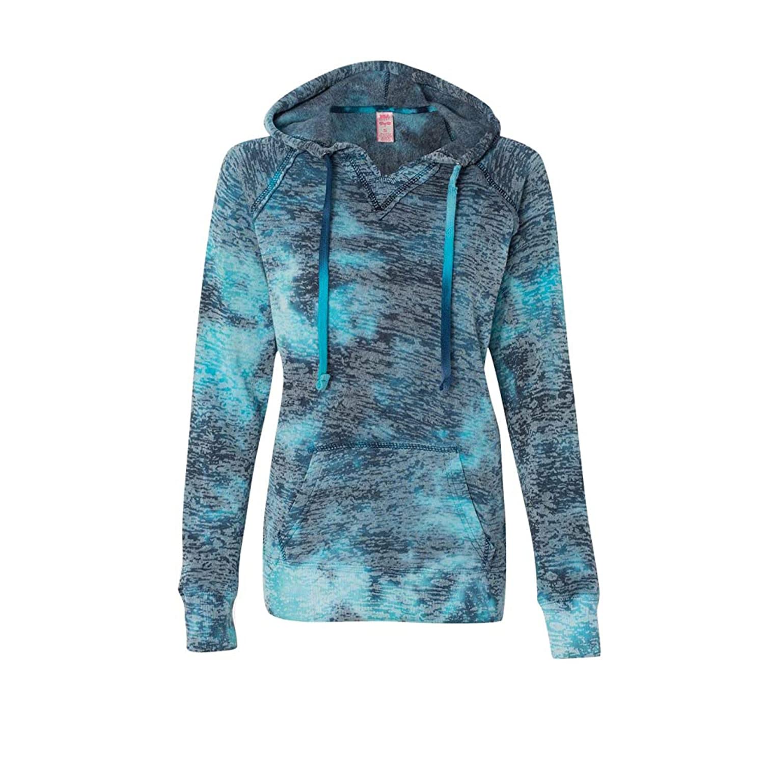 MV Sport Rainbow Women's Courtney Burnout Hooded Pullover Fleece Sweatshirt - Soft Blend Fleece Hoodie for Casual Wear, Gym, and Outdoor Activities