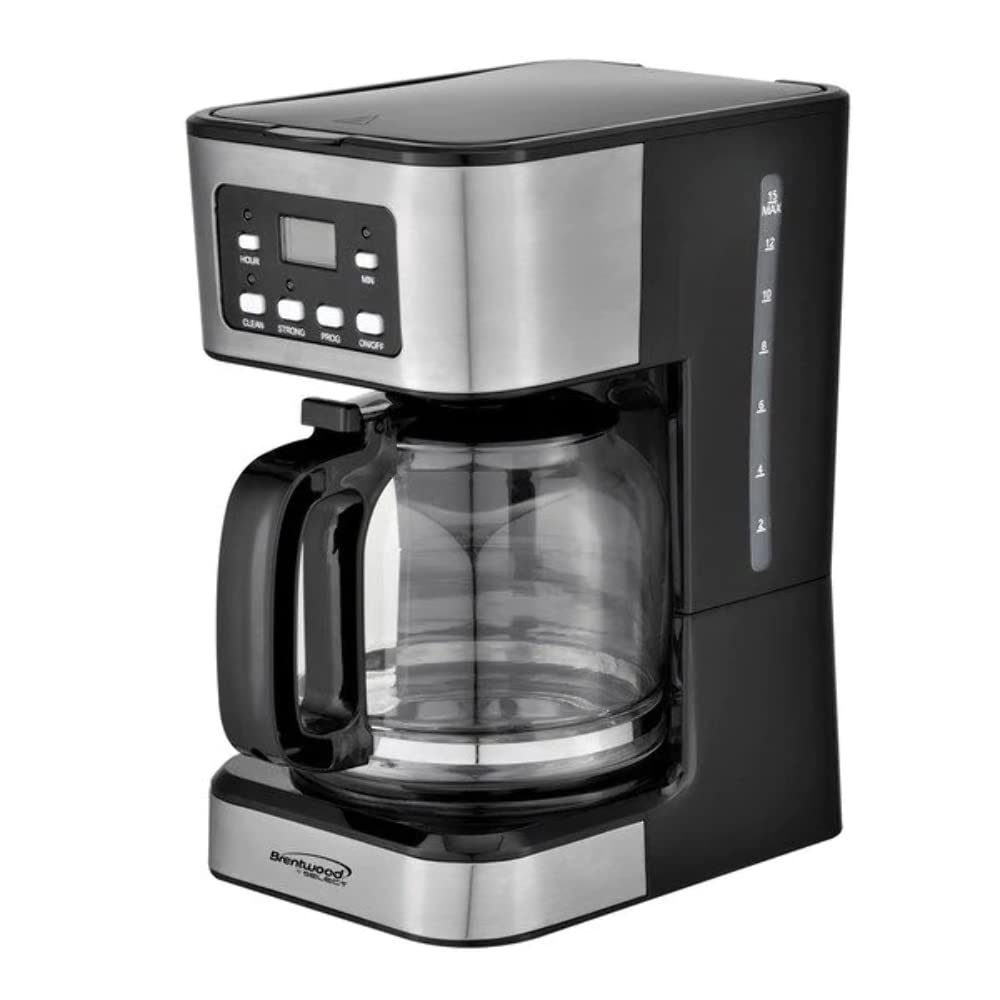Brentwood Appliances BTWTS222BK 12-Cup Digital Coffee Maker - Programmable Black Coffee Machine with Auto Shut-Off for Home, Office & Dorm Use