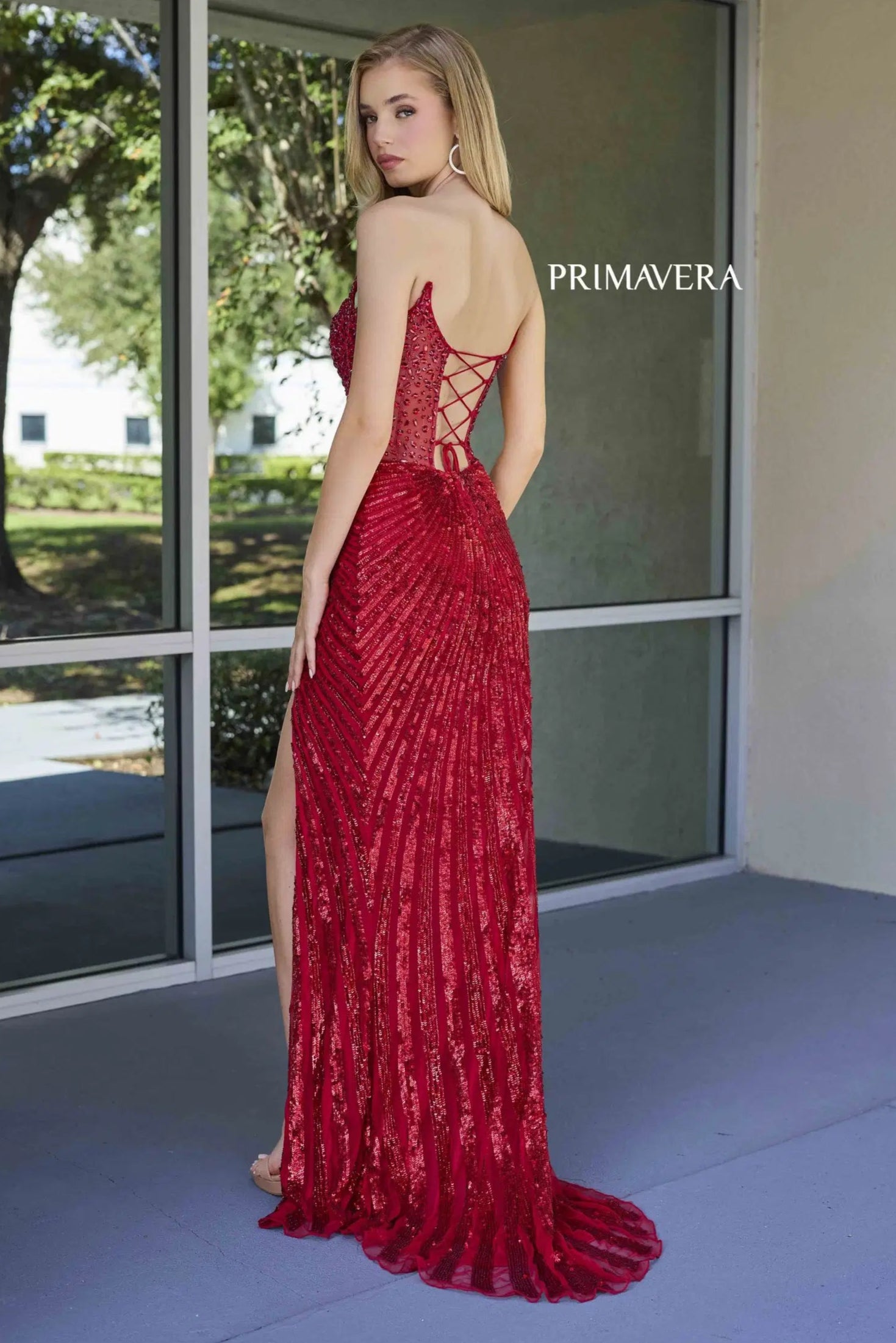 Primvera Strapless Crystal Embellished Fitted Beaded Gown - Elegant Evening Dress for Prom, Wedding & Special Occasions
