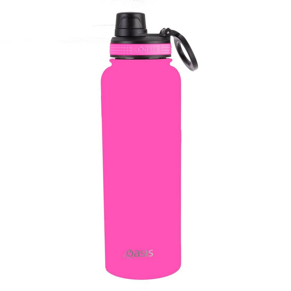 Oasis 1.1L Insulated Stainless Steel Water Bottle - Leakproof, BPA-Free, Keeps Drinks Cold 24Hrs/Hot 12Hrs - Neon Pink for Gym, Hiking, Camping & Outdoor Activities