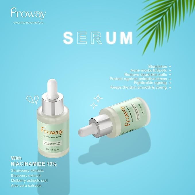Niacinamide 10% Face Serum & Hydrating Lotion Set - Brightens Skin, Reduces Acne Marks & Wrinkles, 30ml Serum + 100ml Lotion with Dead Sea Algae - Anti-Aging Skincare Combo for Men & Women | Perfect for Daily Glow Routine & Travel Skincare