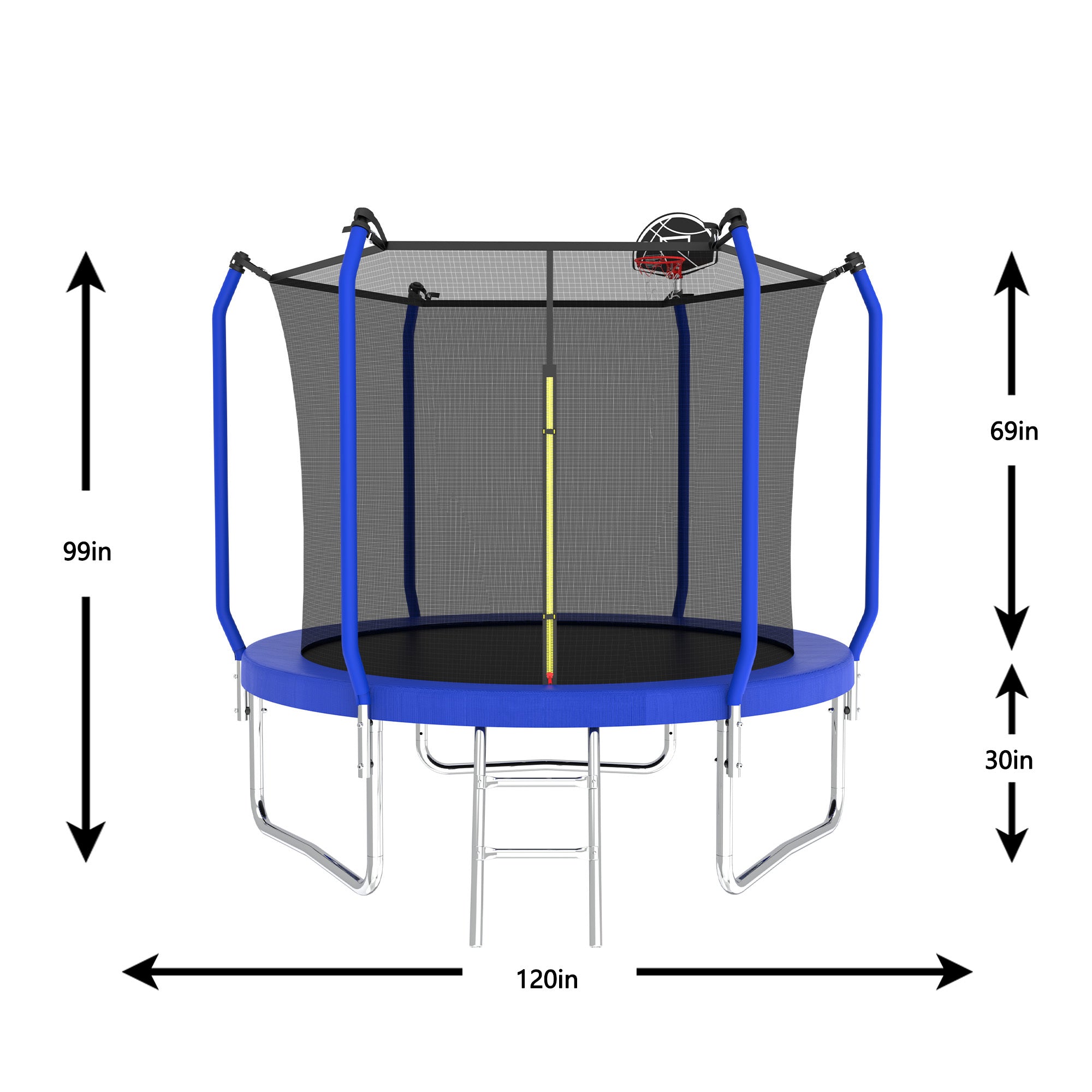 10FT Outdoor Trampoline with Basketball Hoop & Safety Enclosure Net - ASTM Approved Heavy-Duty Jumping Mat for Kids & Adults - Perfect for Backyard Fun, Exercise & Family Bonding