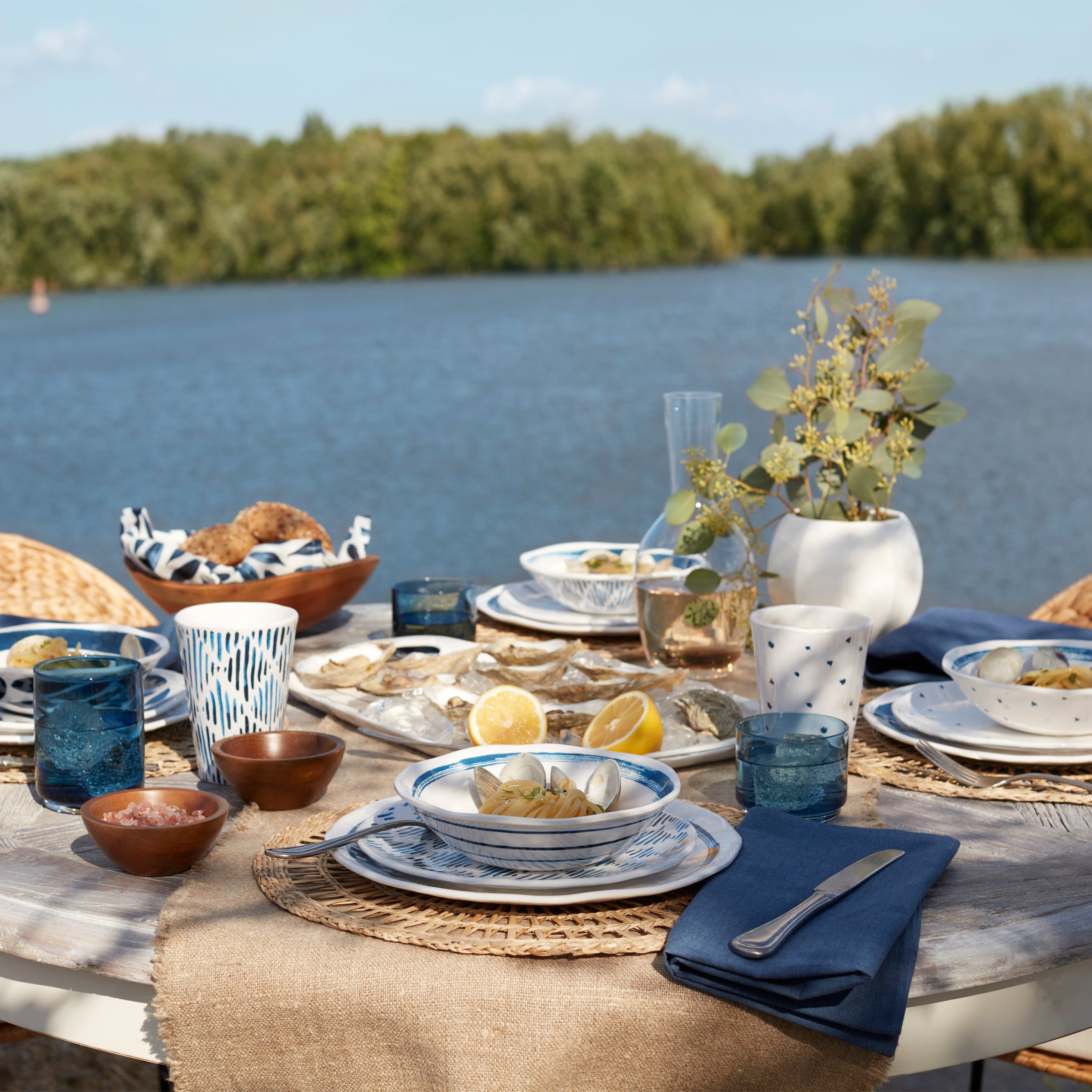 Blue Bay Melamine Dinner Plates Set of 4 - Durable & Stylish Accent Plates for Outdoor Dining, Picnics, and Party Decor - BPA-Free Dishware for Everyday Use