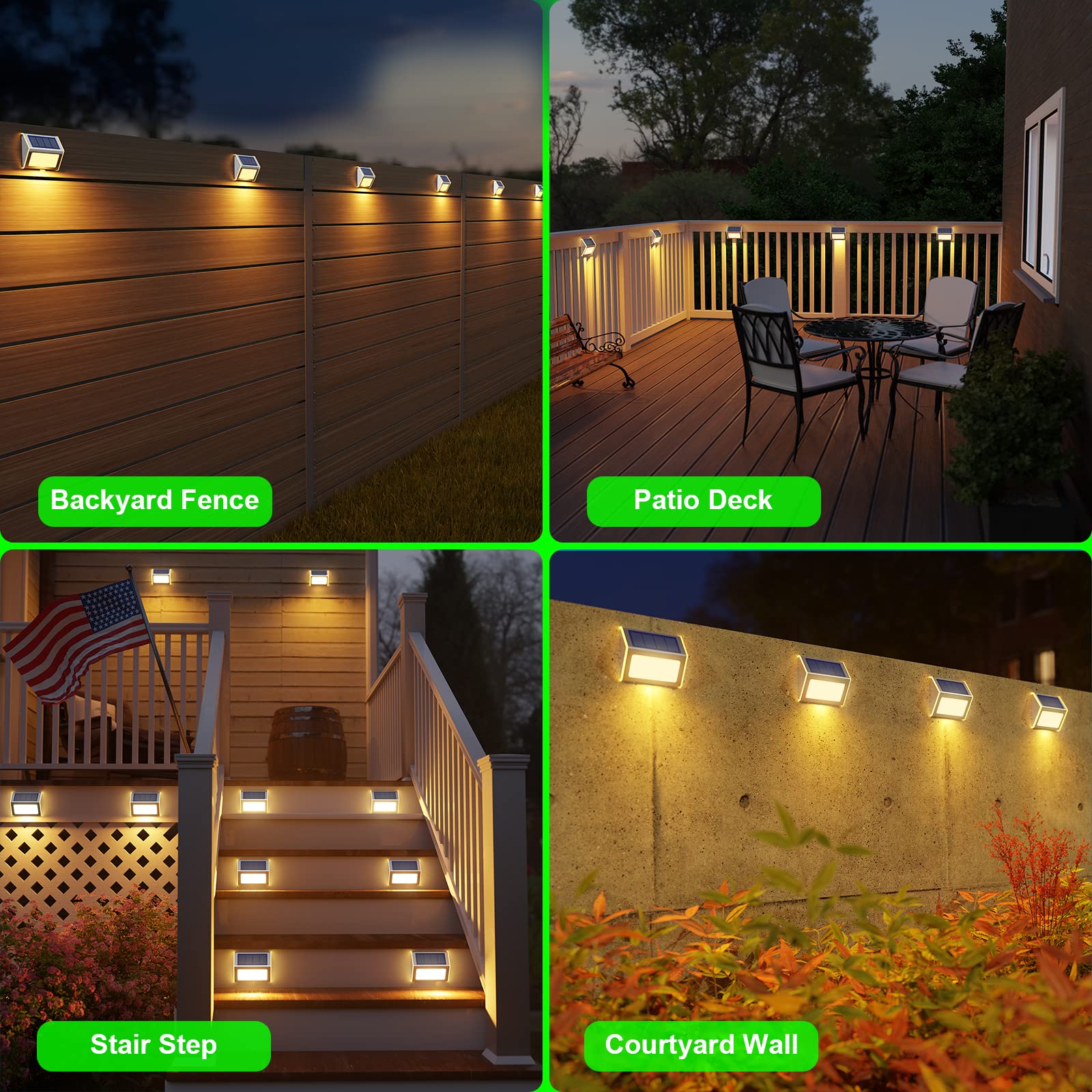 JSOT 12 Pack Solar Deck Lights - Waterproof Outdoor Solar Fence Lights for Garden, Backyard, Patio, Pool, Yard, Wall & Stair Steps | Warm White LED Lighting for Nighttime Safety & Ambience