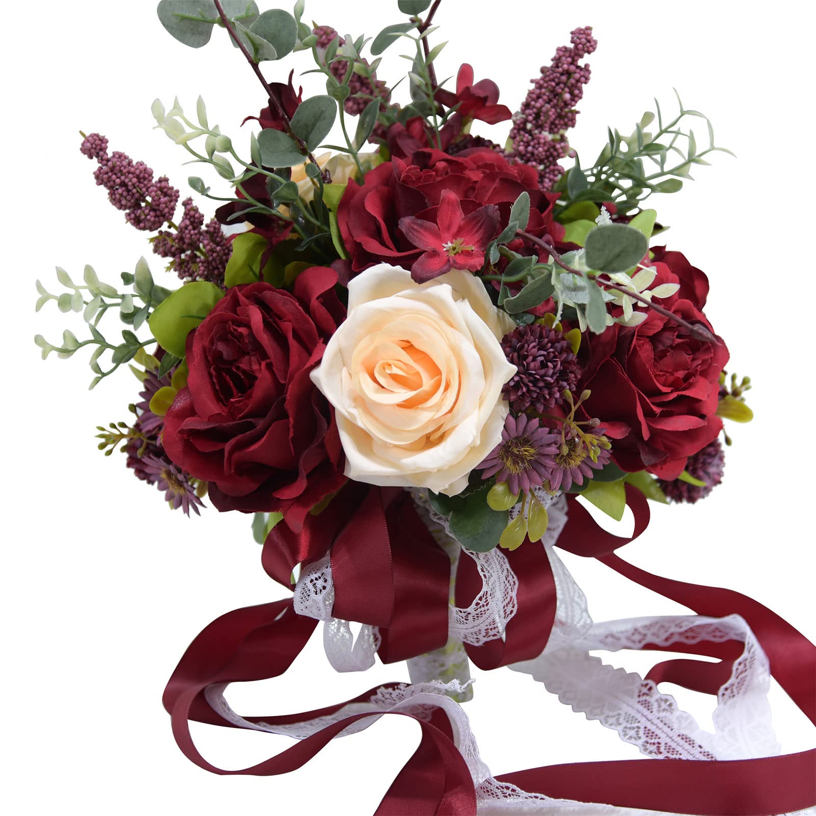 Romantic Artificial Rose Wedding Bouquet - Bridal Flowers for Bride & Bridesmaids, Quinceanera Bouquets, Home Decor - Perfect for Weddings, Anniversaries & Special Events