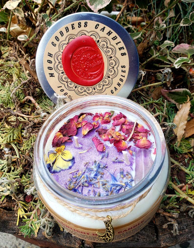 Moonlight Night Amethyst Soy Candle with Healing Crystal - Natural Aromatherapy for Meditation, Relaxation & Energy Cleansing - Perfect Gift for Yoga, Spa, Home Decor & Spiritual Practices