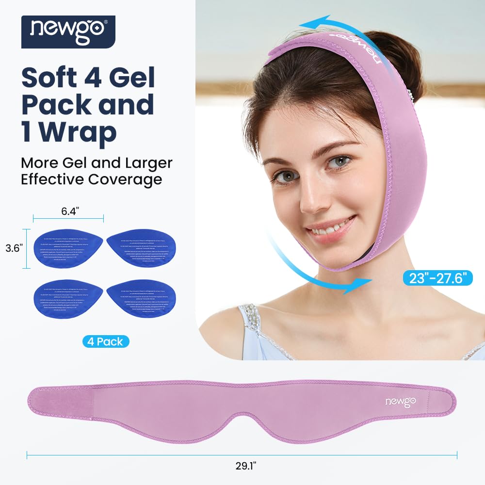 NEWGO Cold Eye Mask & Jaw Ice Wrap Bundle - Soothing Relief for Puffy Eyes & TMJ Pain - Perfect for Migraines, Sinus Pressure & Post-Surgery Recovery
