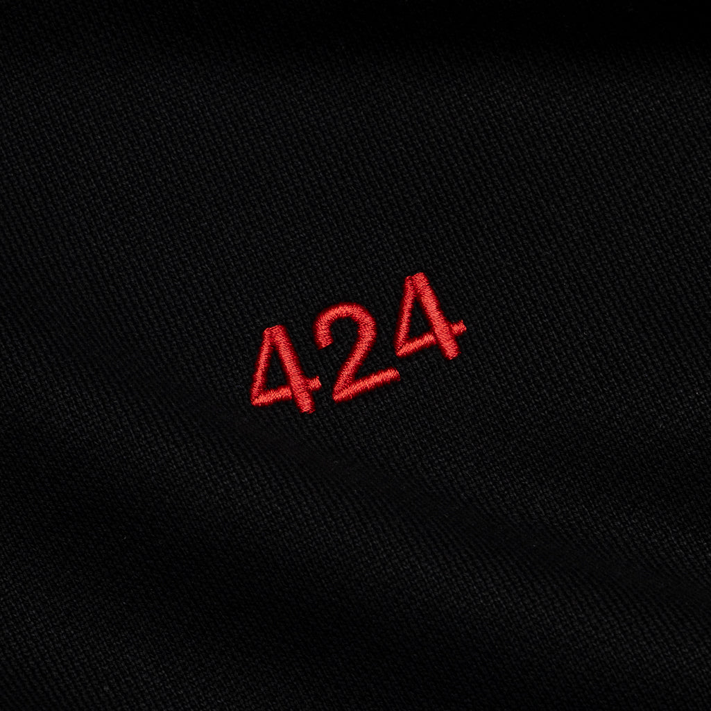 424 Embroidered Crewneck Sweatshirt - Black | Men's Casual Pullover for Streetwear & Everyday Comfort