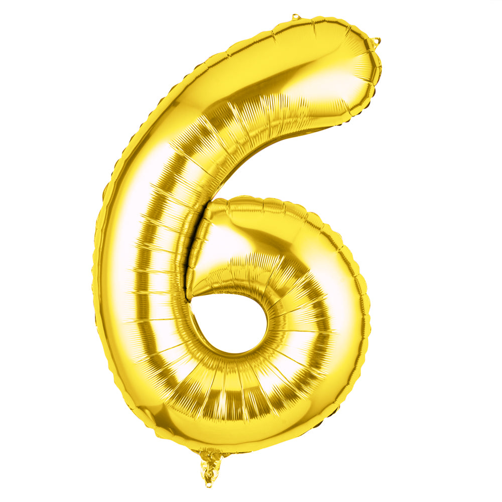 Balloonify Gold Mylar Number 6 Balloon - 40 Inch Large Foil Balloon for Birthday Parties, Anniversaries & Celebrations - 1 Count Box