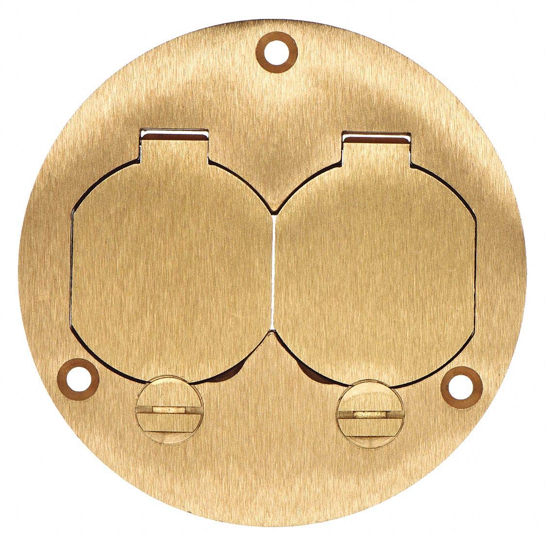2-Gang Round Floor Box Cover - 3/16 Inch Heavy Duty Metal Electrical Cover Plate for Home & Office Use - Ideal for Floor Outlet Protection in Living Rooms, Bedrooms, and Workspaces
